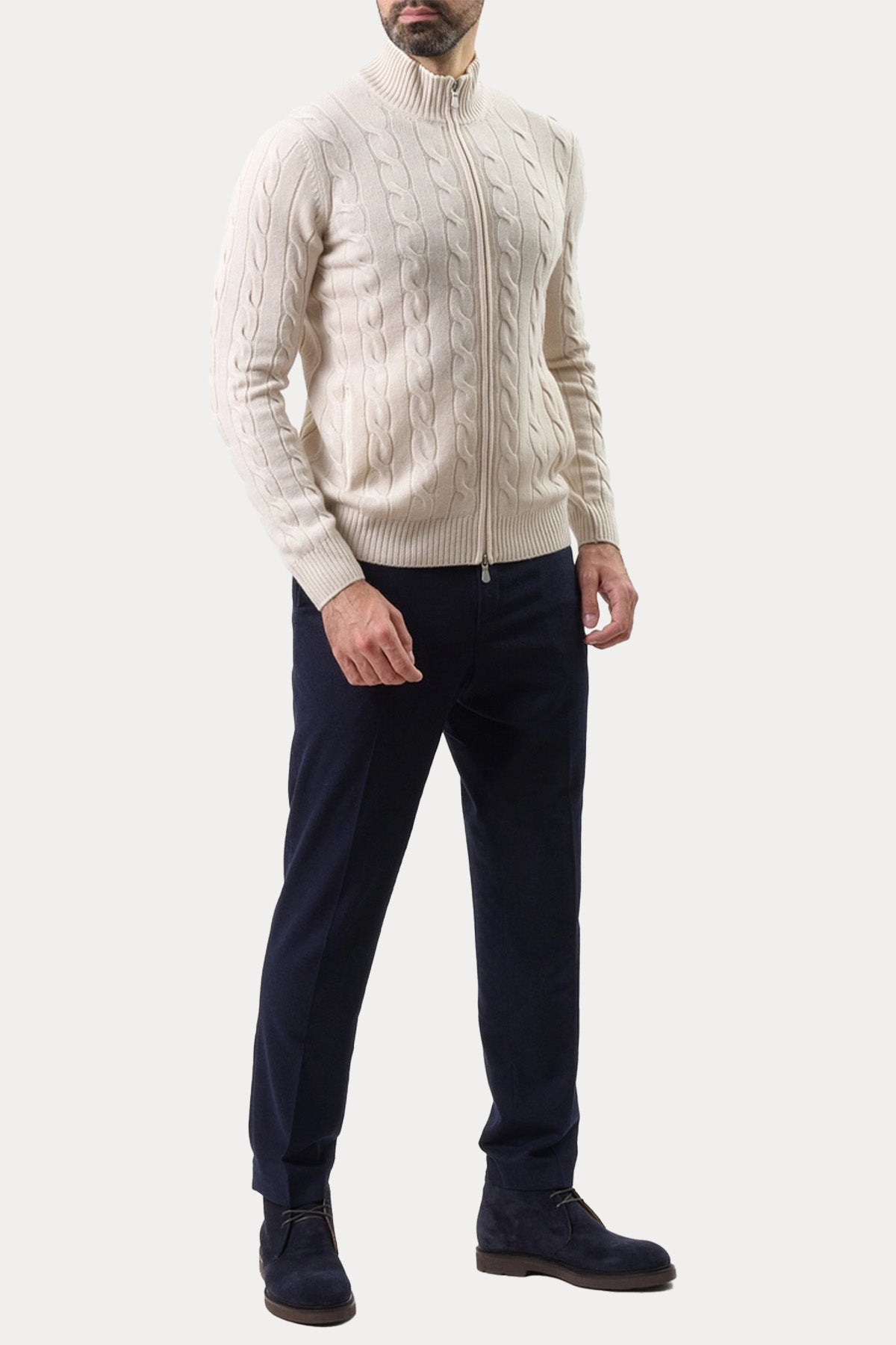 Gran Sasso Dik Yaka Kaşmir Örgü Yün Triko Ceket