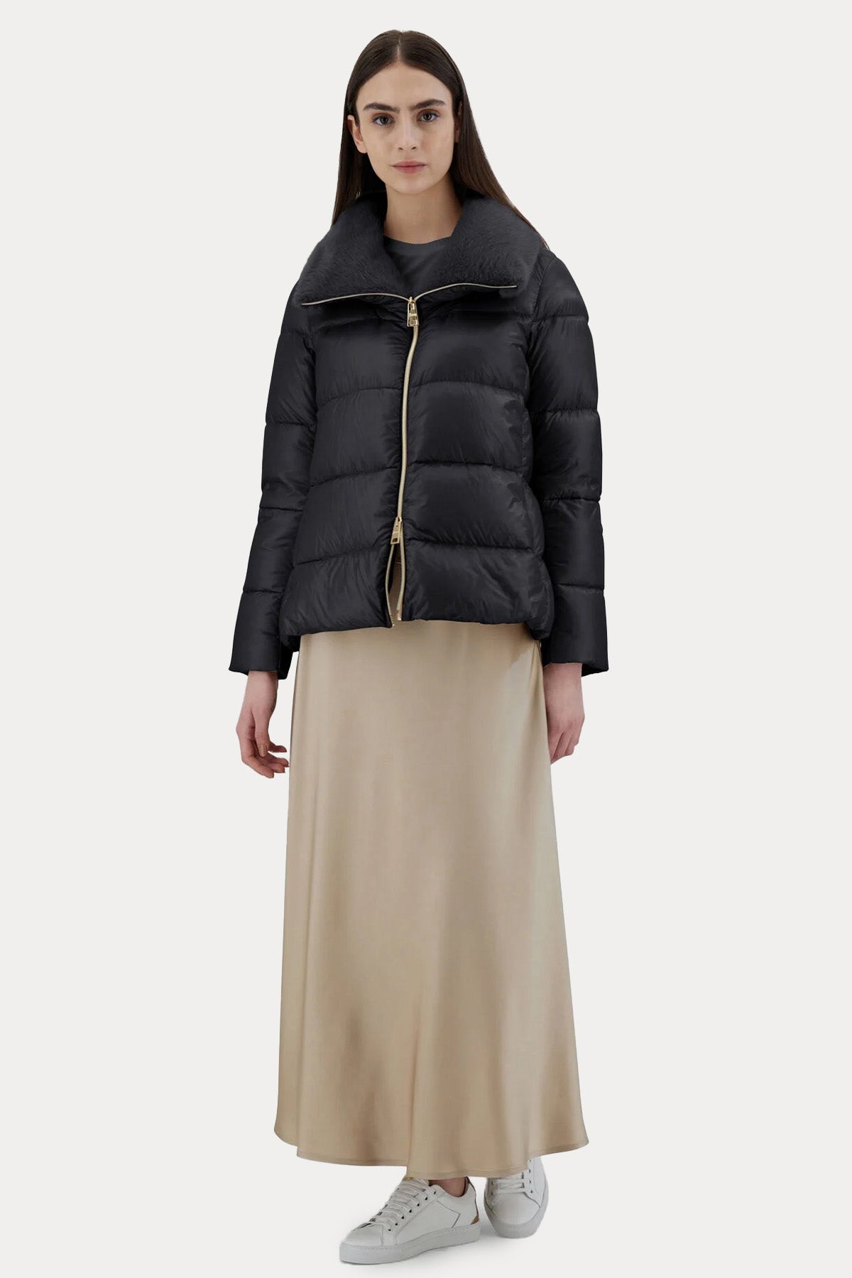 Herno Kürklü Peluş Yaka Puffer Mont