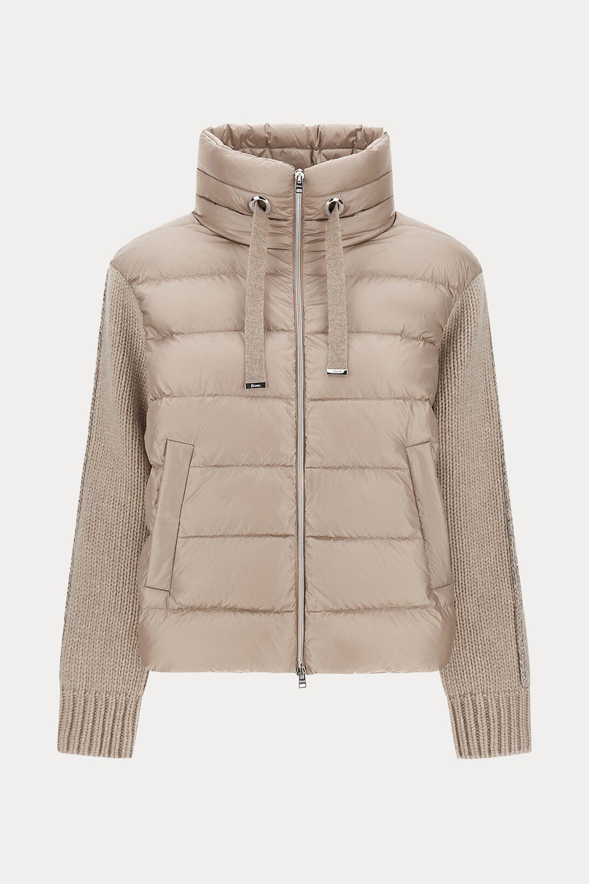 Herno Büzgülü Dik Yaka Yün Örgü Kollu Puffer Ceket