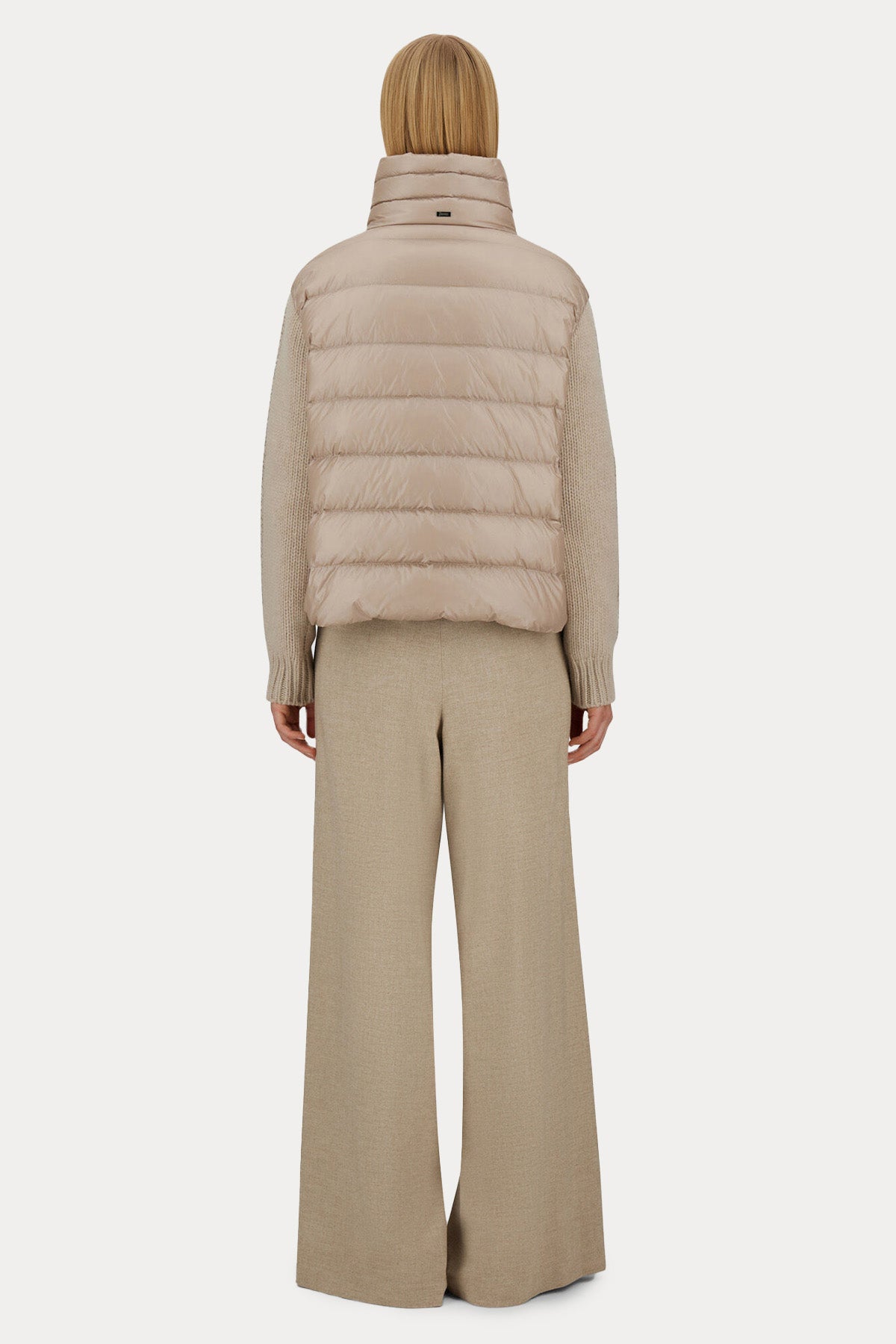 Herno Büzgülü Dik Yaka Yün Örgü Kollu Puffer Ceket