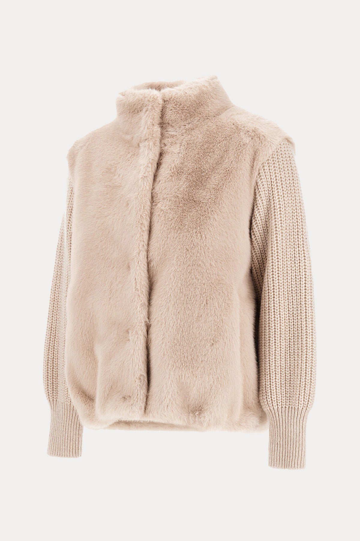 Herno Resort Örgü Yün Kollu Peluş Ceket