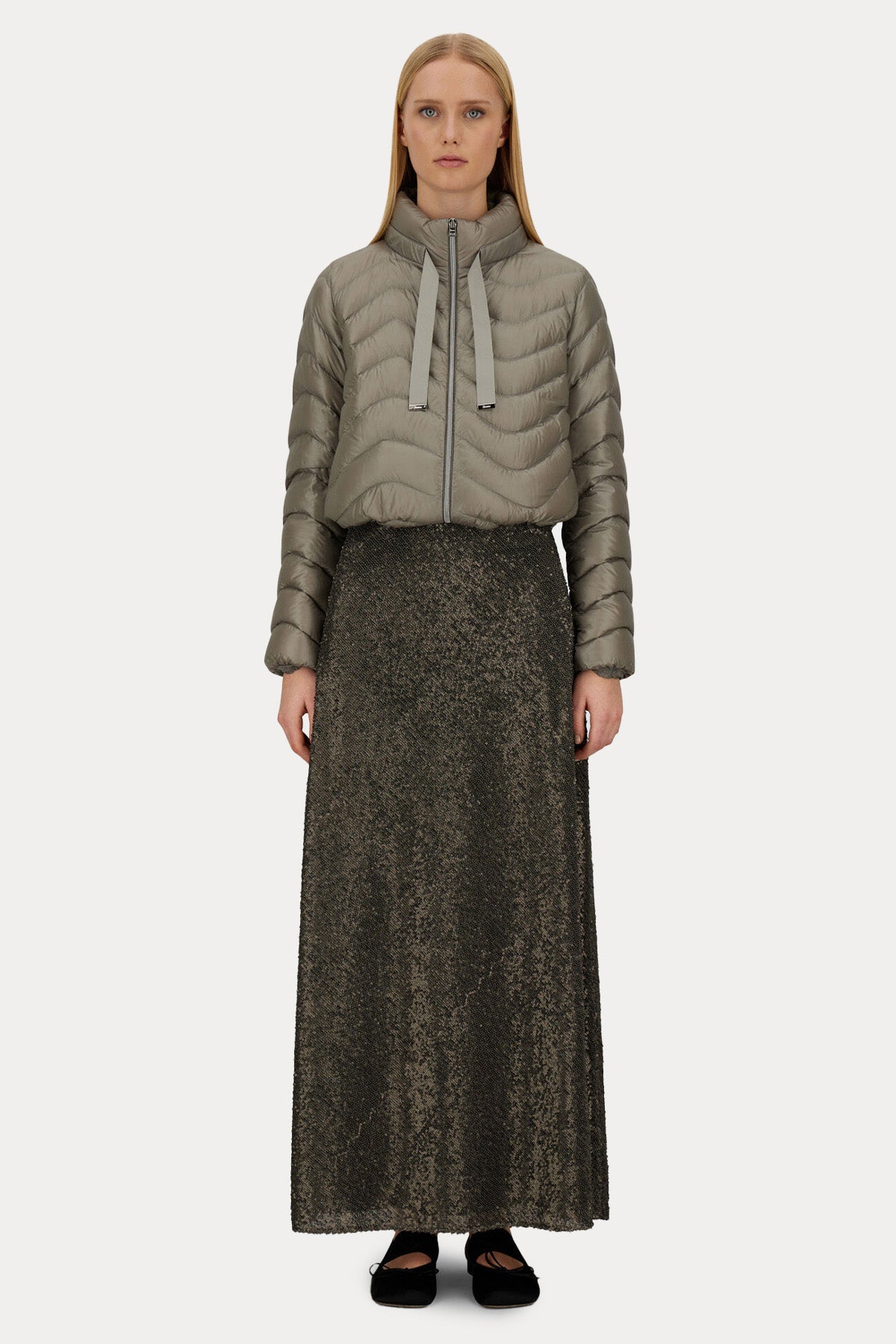 Herno Resort Büzgülü Yaka İnce Puffer Mont Ceket