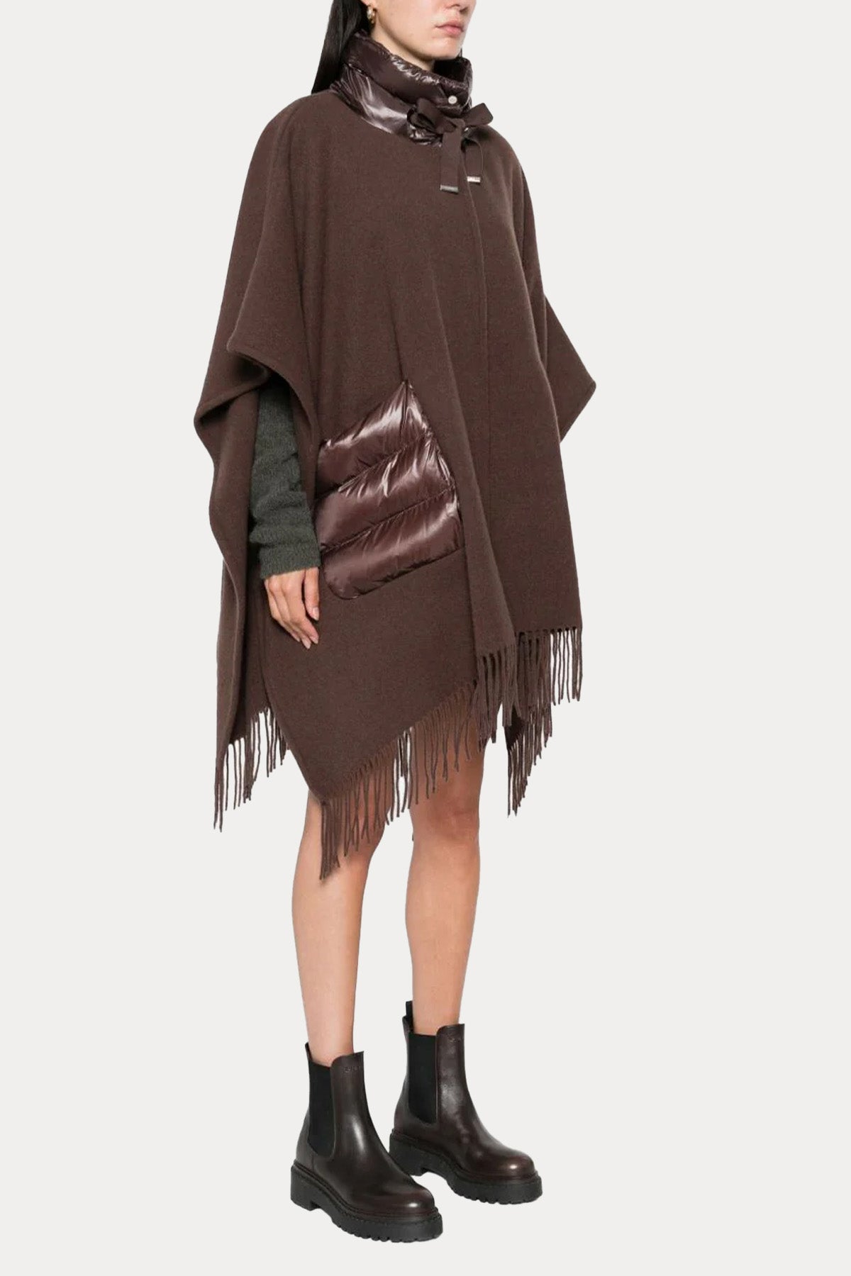 Herno Geniş Kesim Kaşmirli Yün Pelerin Ceket