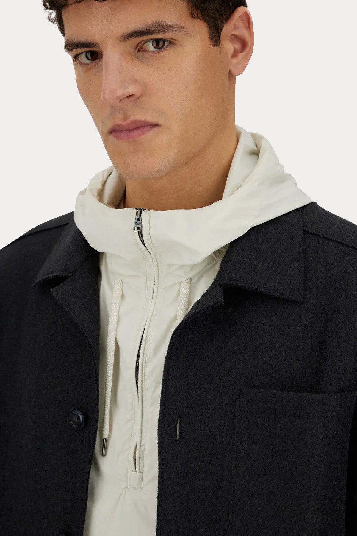 Herno Regular Fit Cep Detaylı Yün Gömlek Ceket