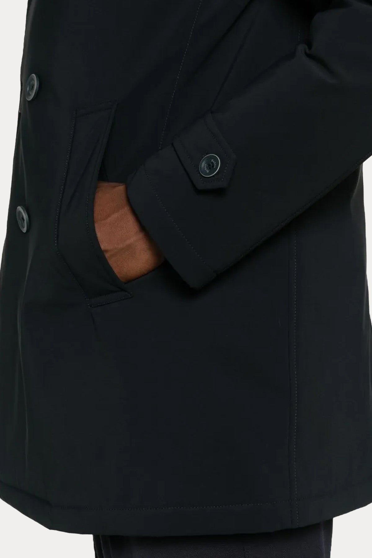 Herno Relaxed Fit Demonte İç Parçalı Puffer Kruvaze Kaban