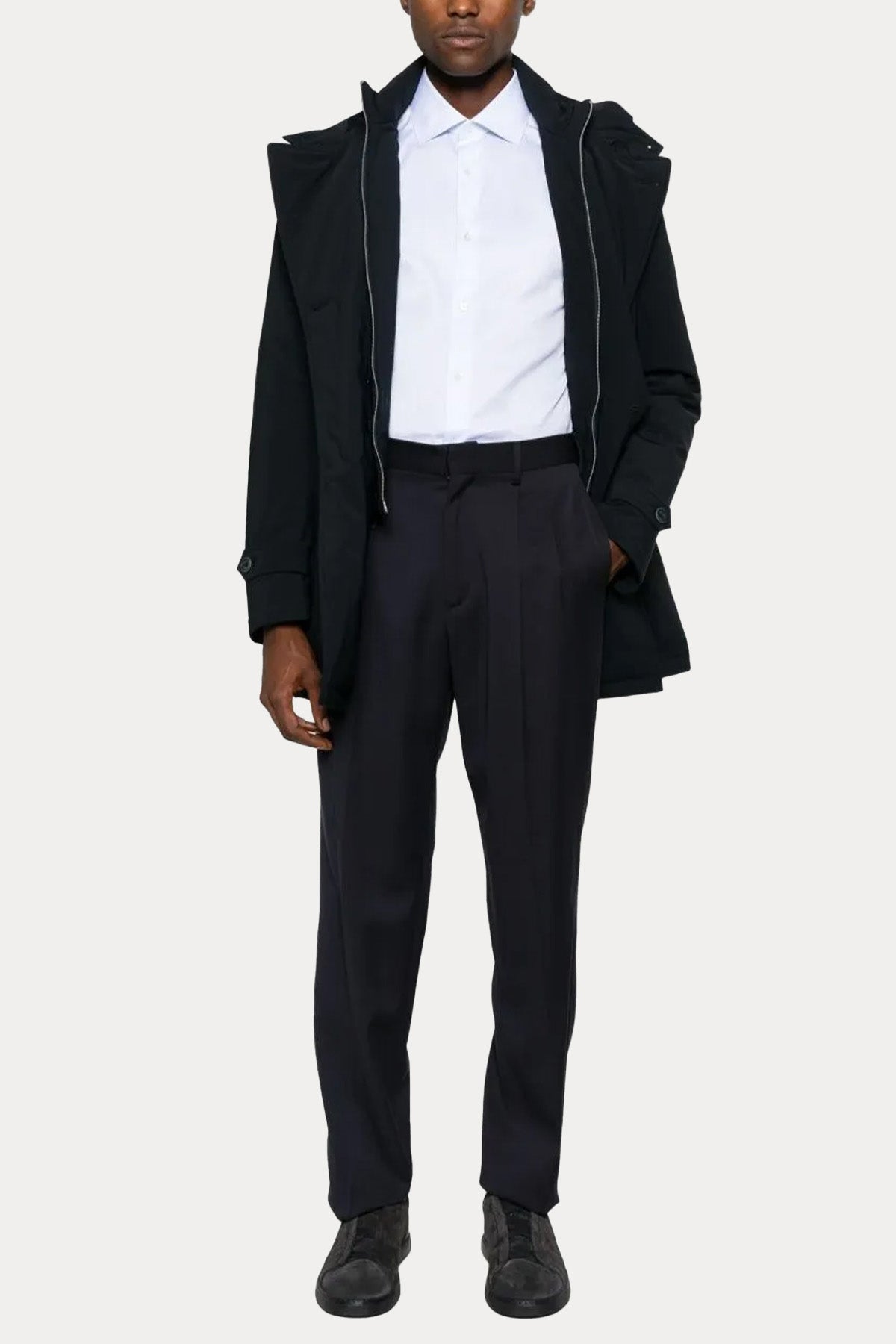 Herno Relaxed Fit Demonte İç Parçalı Puffer Kruvaze Kaban