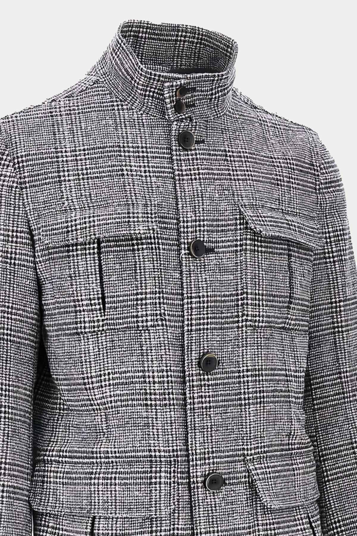 Herno Resort Ekose Desenli Yün Ceket