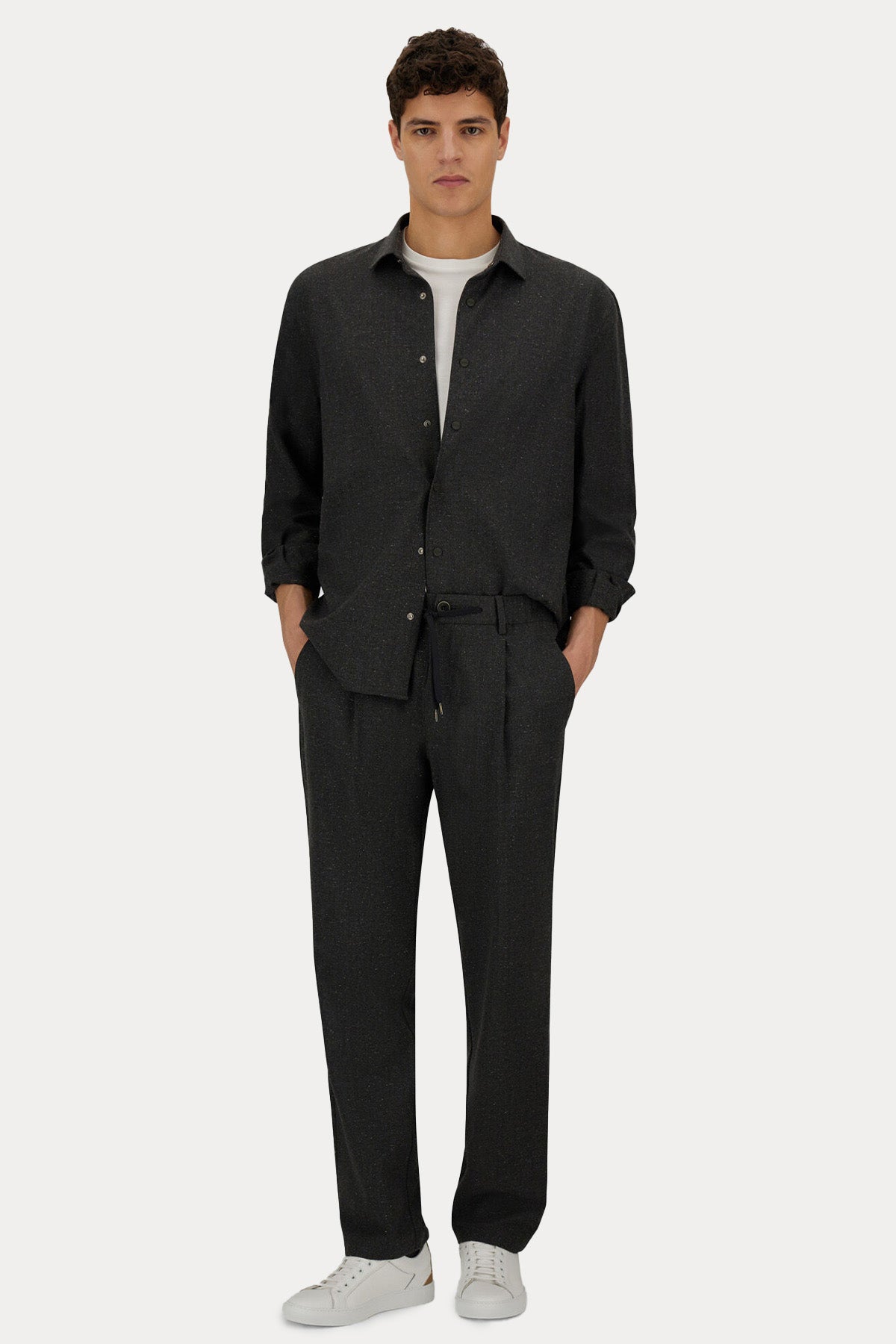 Herno Resort Regular Fit Beli Lastikli Tek Pile Yün Pantolon