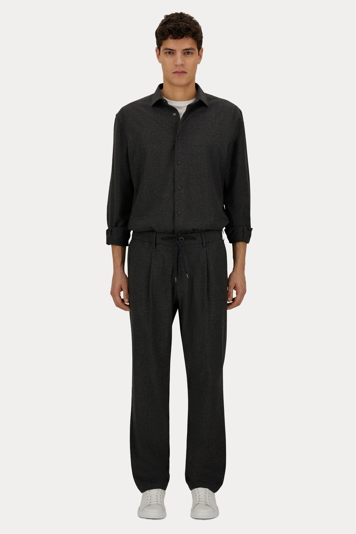 Herno Resort Regular Fit Beli Lastikli Tek Pile Yün Pantolon