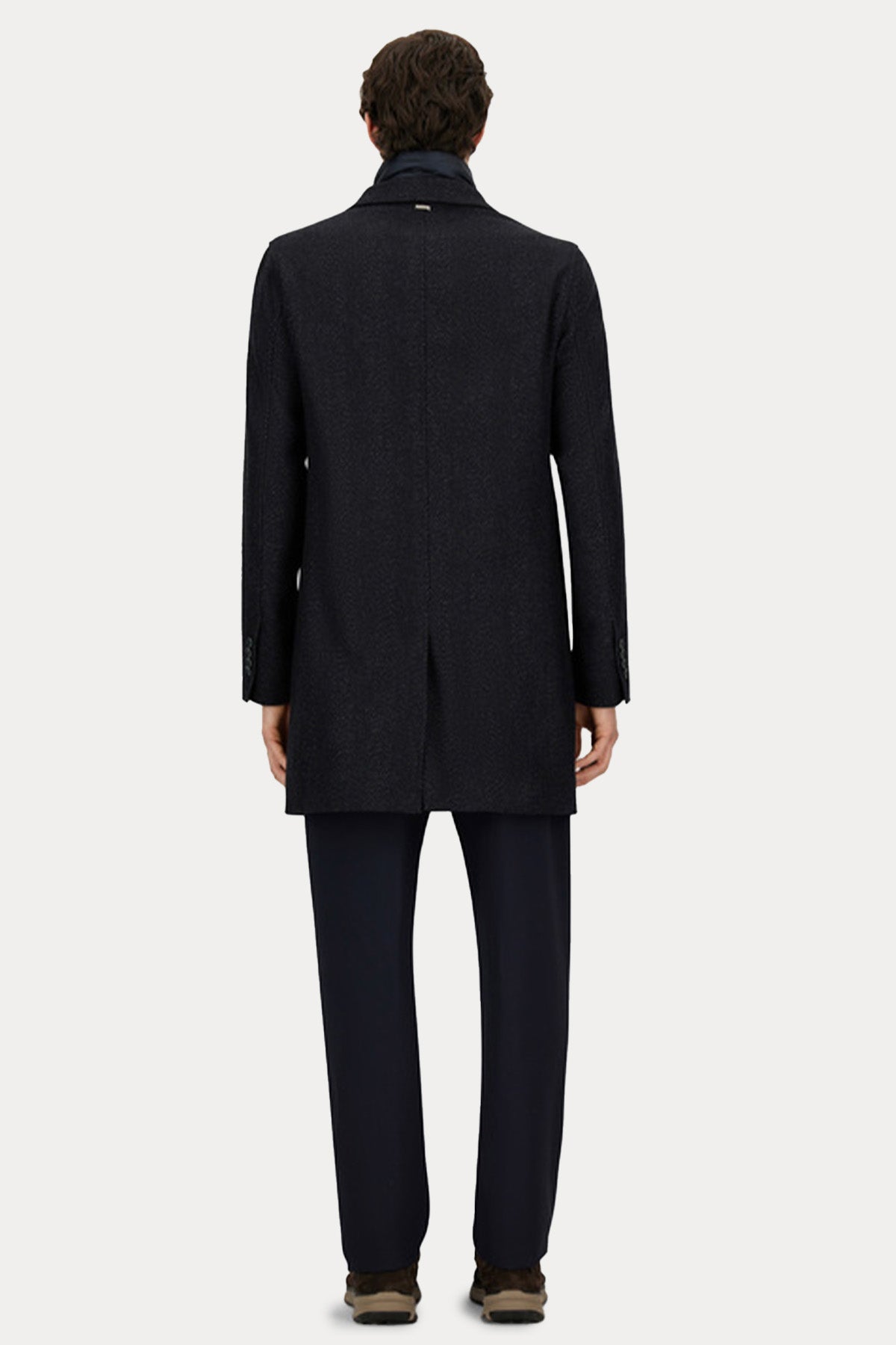 Herno Balıksırtı Desenli Demonte Puffer İç Parçalı Yün Kaban