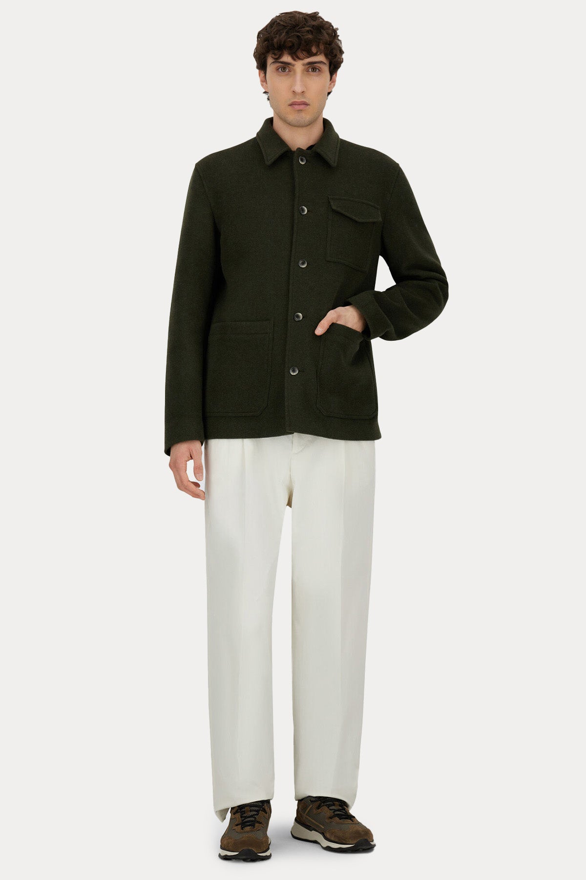 Herno Regular Fit Spor Cepli Yün Gömlek Ceket