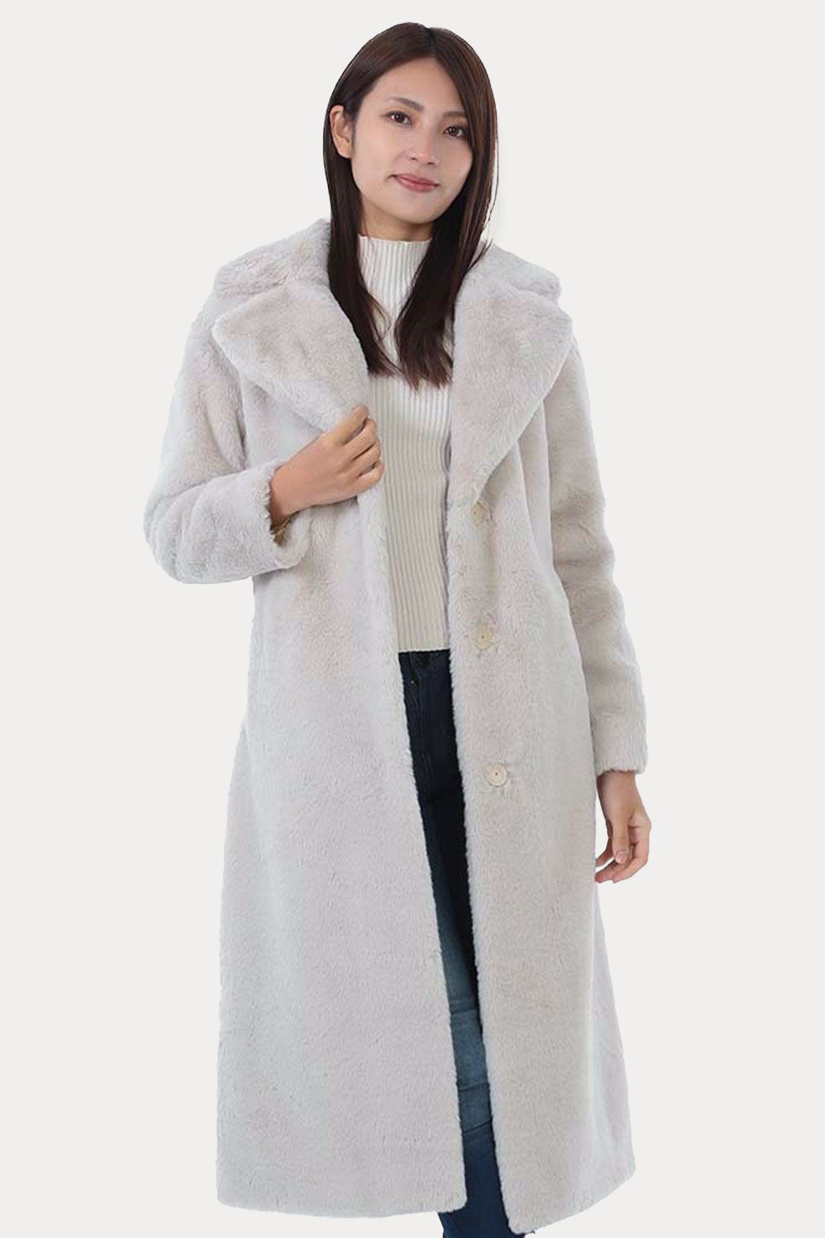 Herno Geniş Yakalı Kemerli Peluş Manto