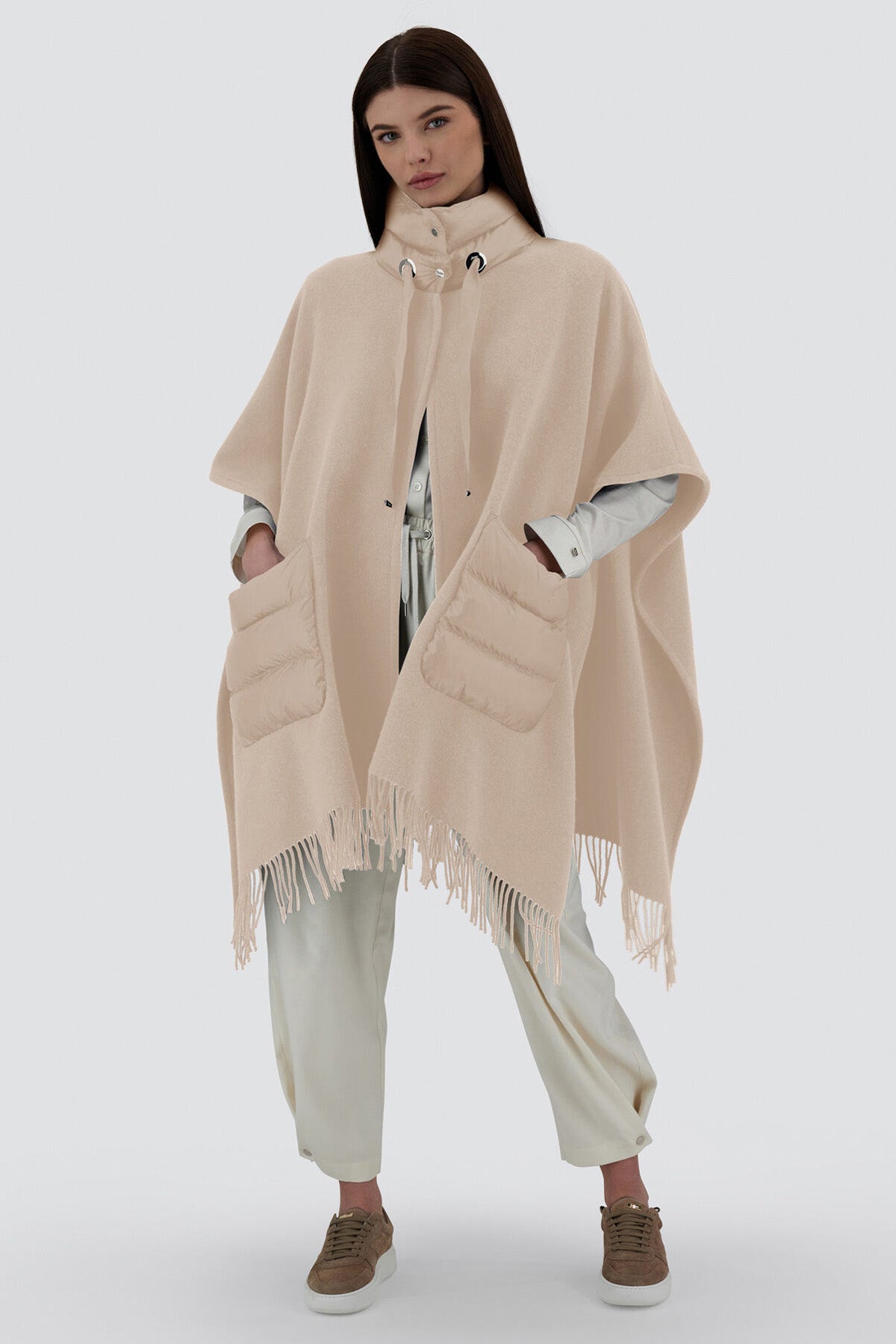 Herno Geniş Kesim Kaşmirli Yün Pelerin Ceket