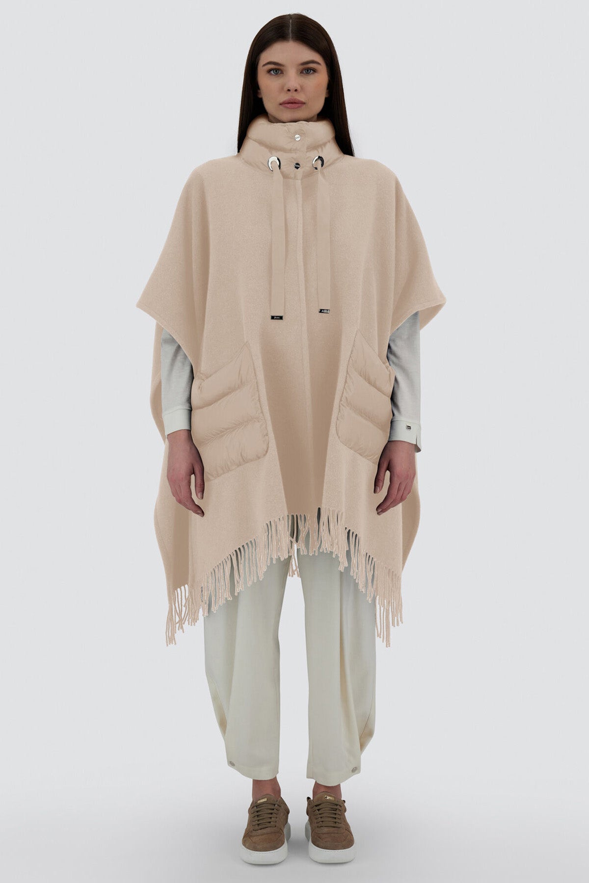 Herno Geniş Kesim Kaşmirli Yün Pelerin Ceket