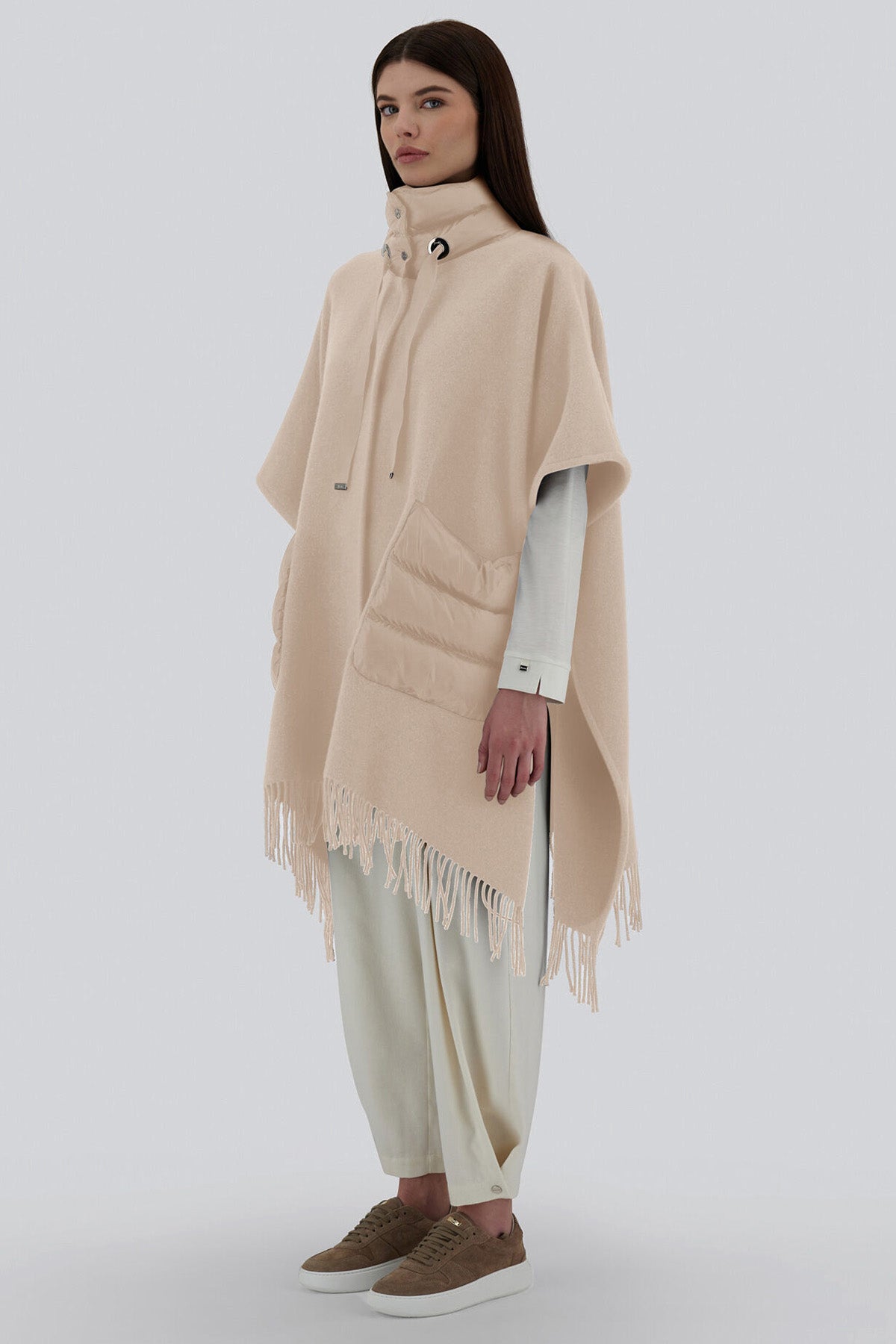 Herno Geniş Kesim Kaşmirli Yün Pelerin Ceket