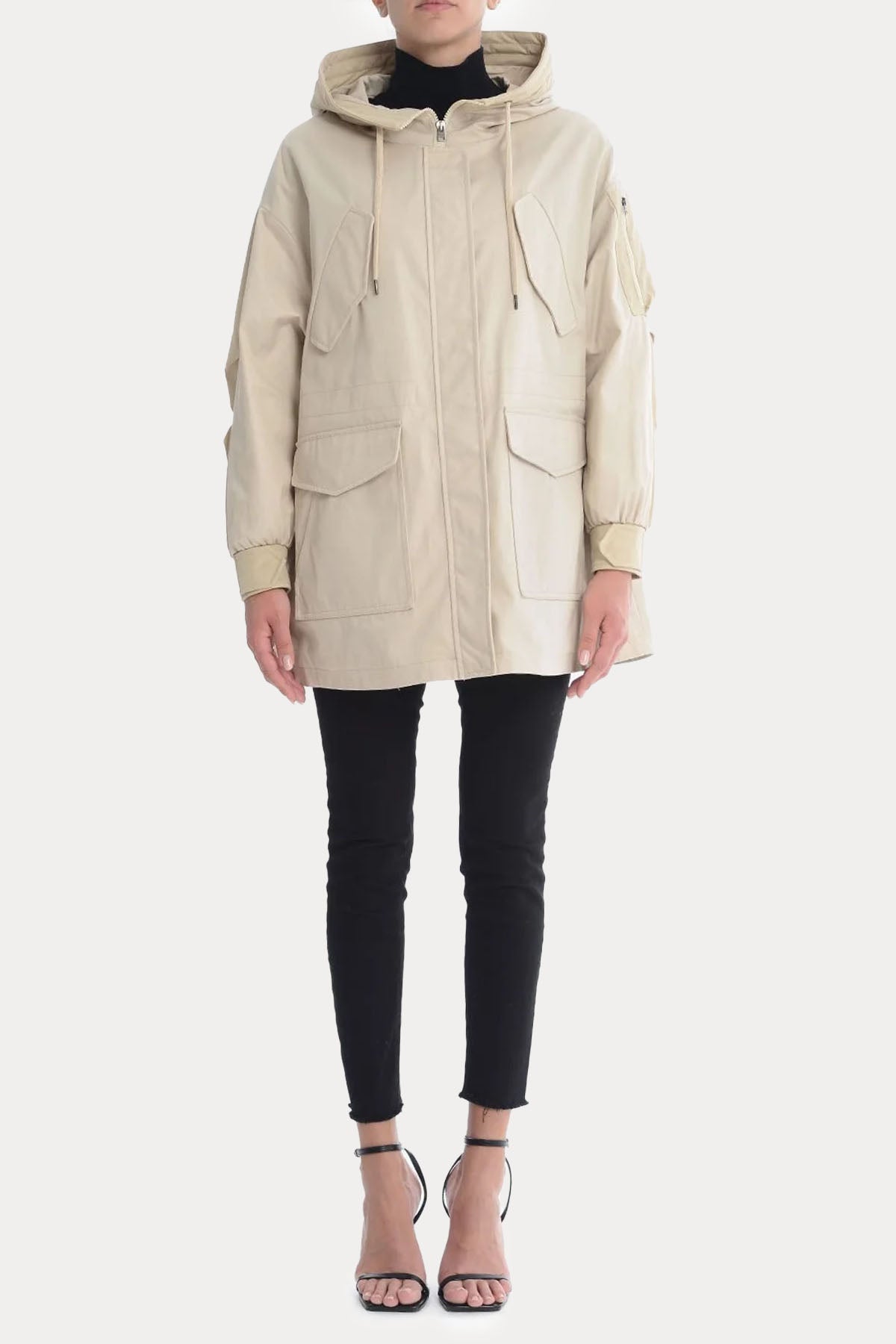 Herno Kapüşonlu Cep Detaylı Trençkot