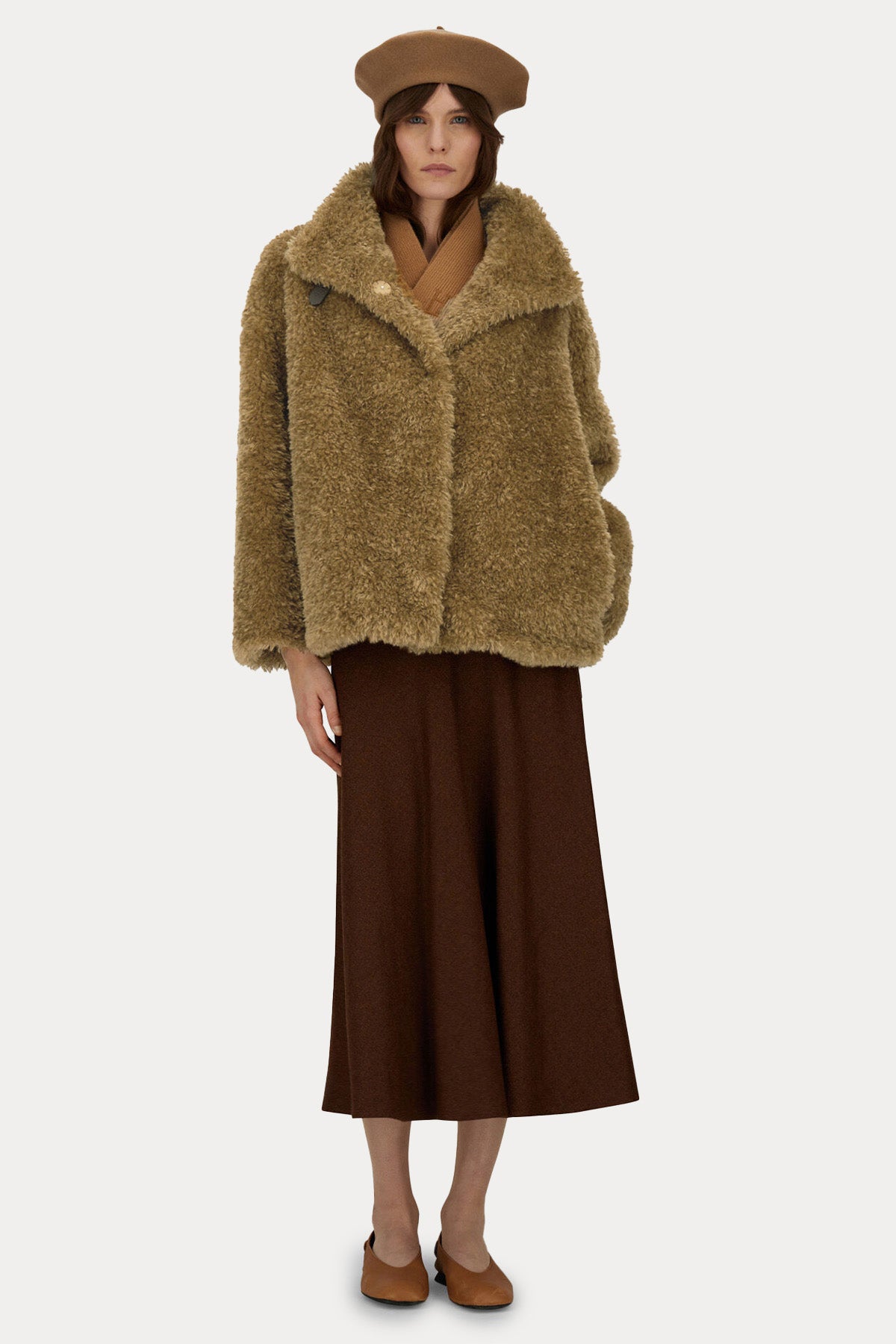 Herno Kemerli Dik Yaka Peluş Ceket