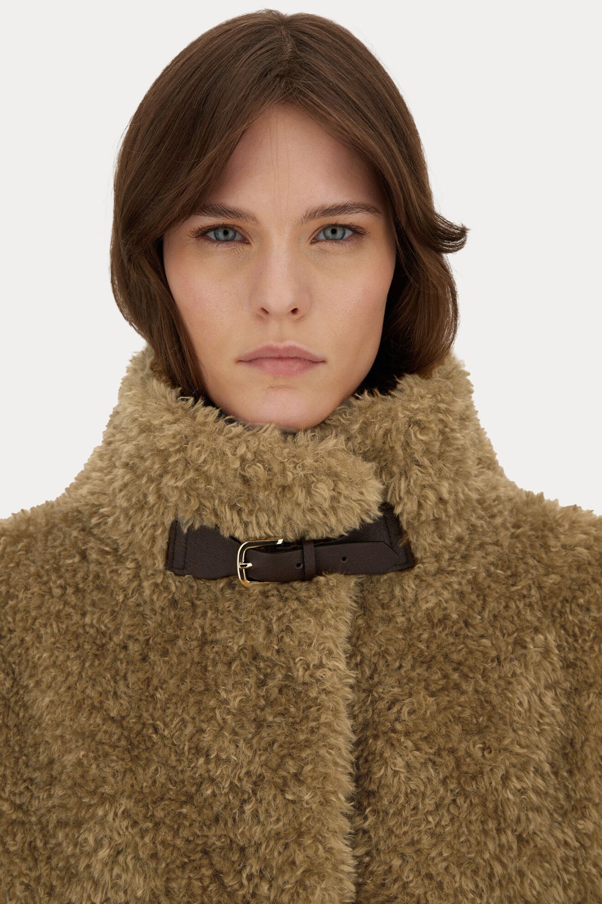 Herno Kemerli Dik Yaka Peluş Ceket