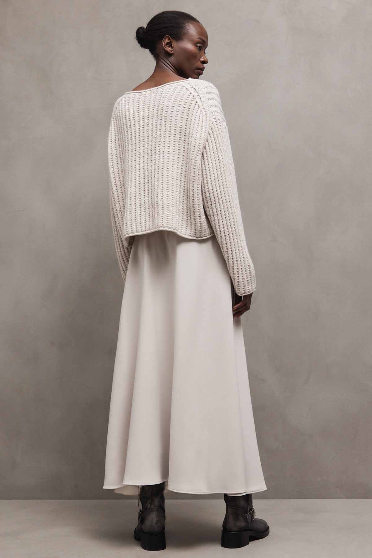 Herno Regular Fit Mat Saten Beli Lastikli Maxi Etek