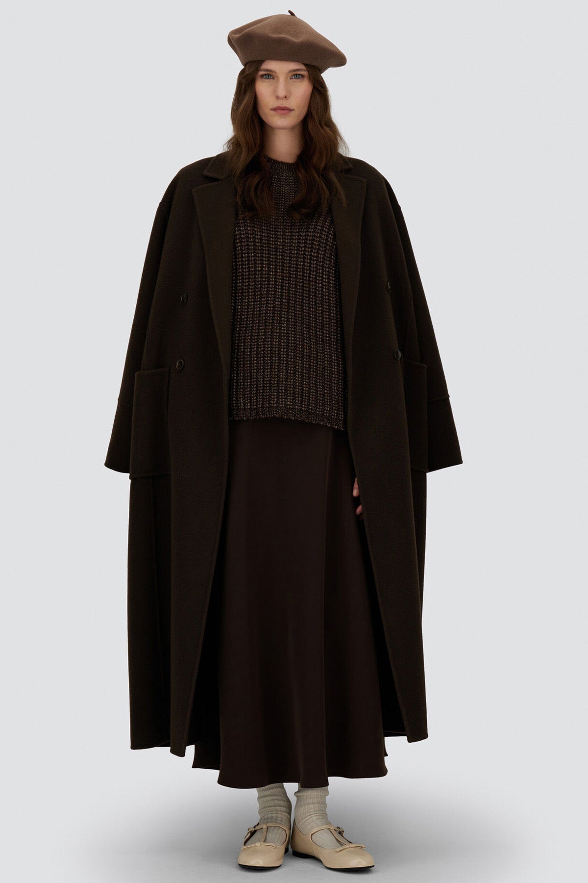 Herno Regular Fit Mat Saten Beli Lastikli Maxi Etek