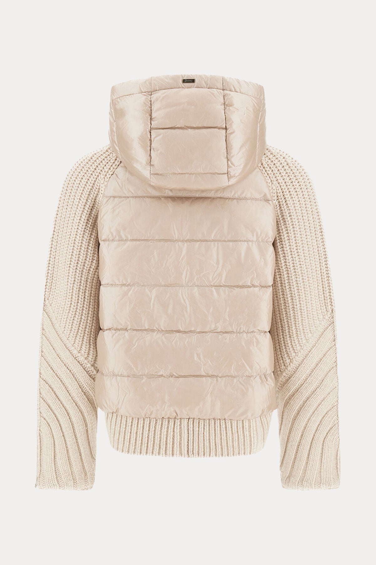 Herno Relaxed Fit Kapüşonlu Puffer Örgü Yün Triko Ceket