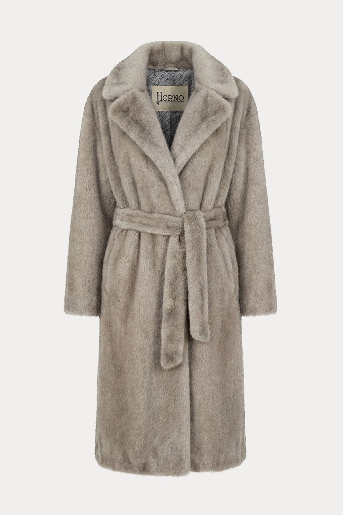 Herno Regular Fit Kemerli Peluş Manto