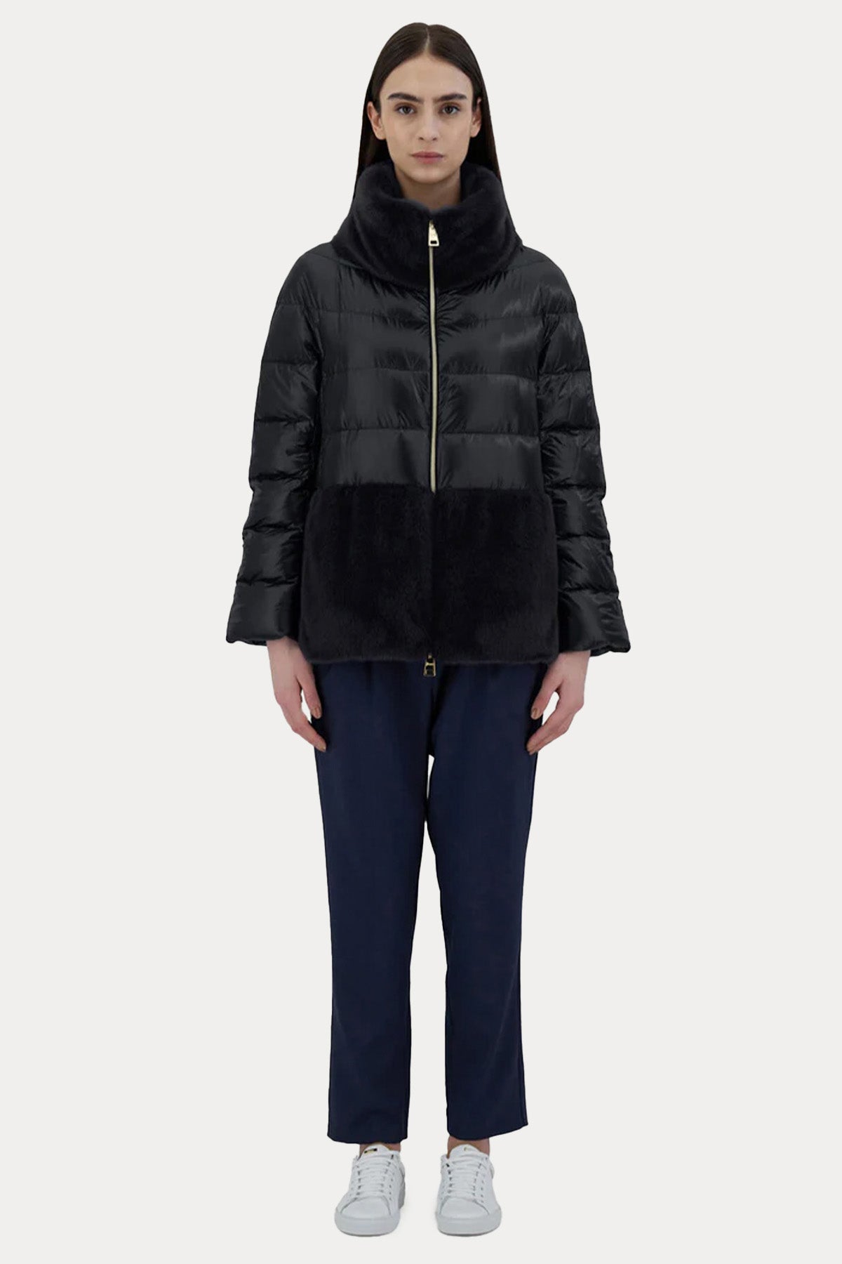 Herno Kürk Detaylı Dik Yaka Puffer Mont