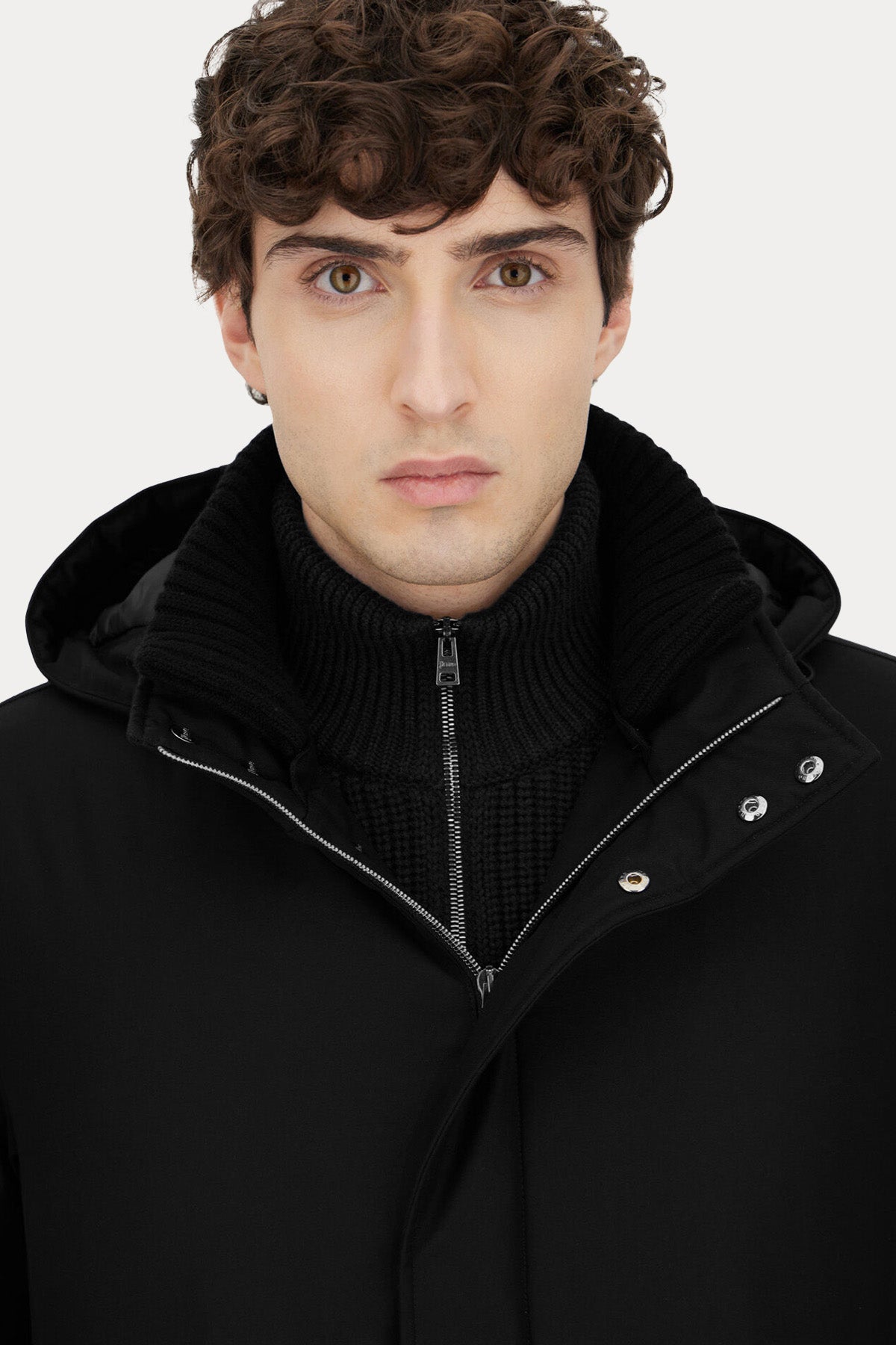 Herno Dik Yaka Kapüşonlu Puffer Kaban