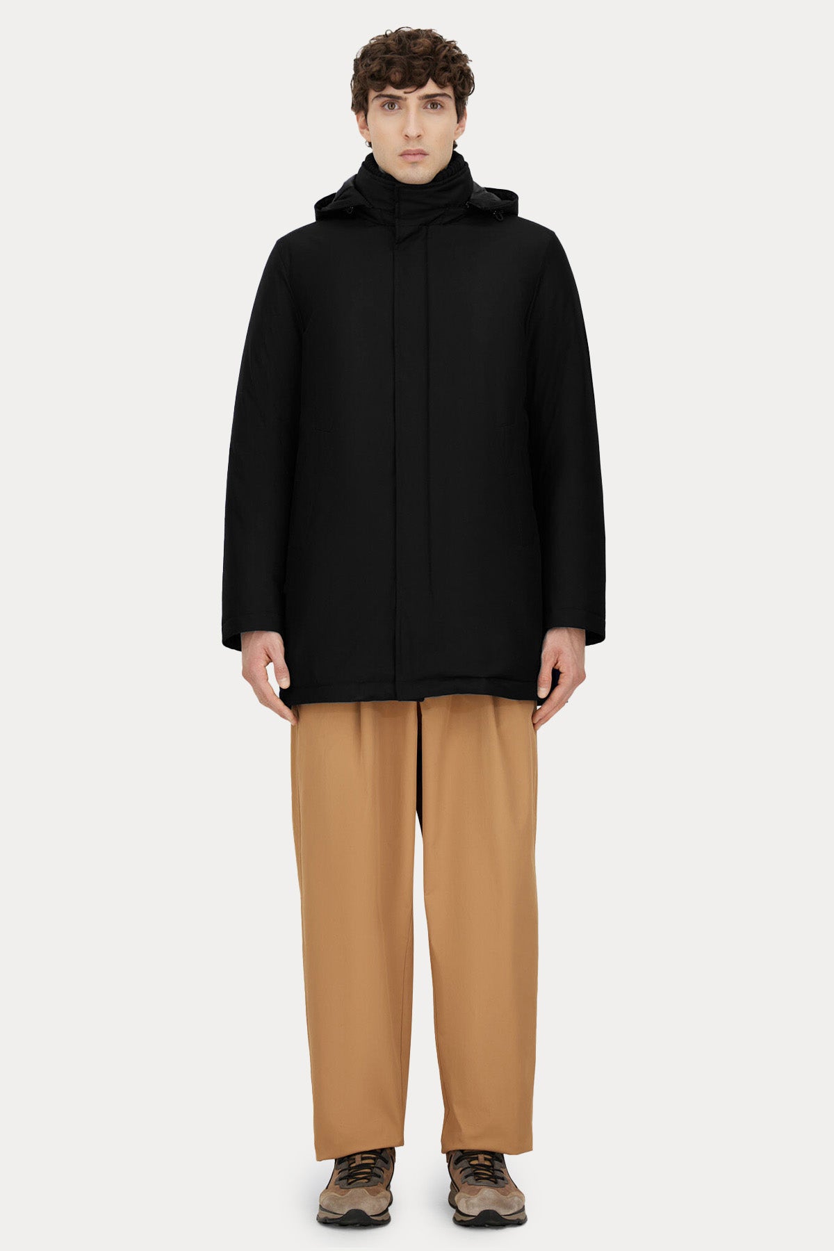 Herno Dik Yaka Kapüşonlu Puffer Kaban