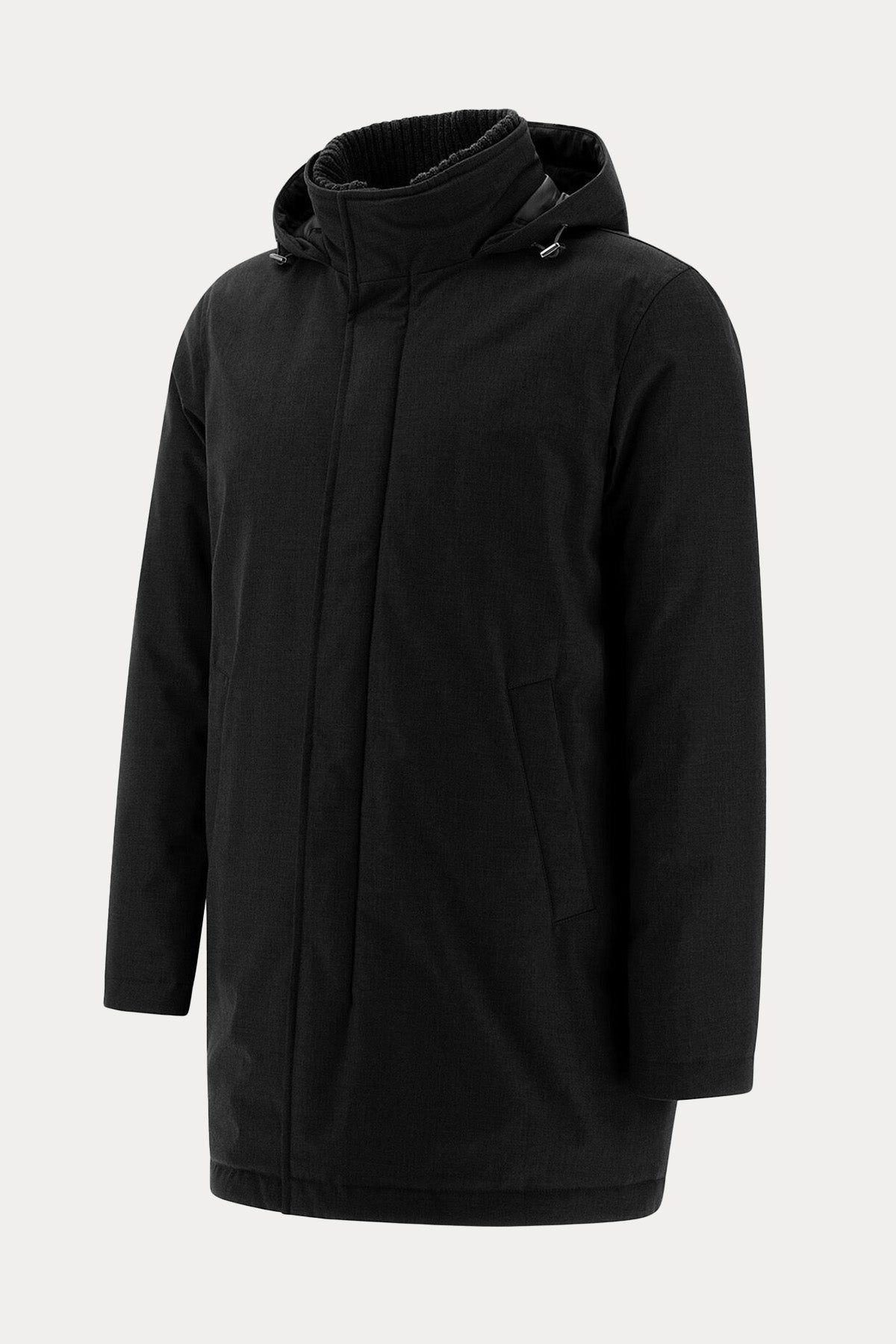 Herno Dik Yaka Kapüşonlu Puffer Kaban