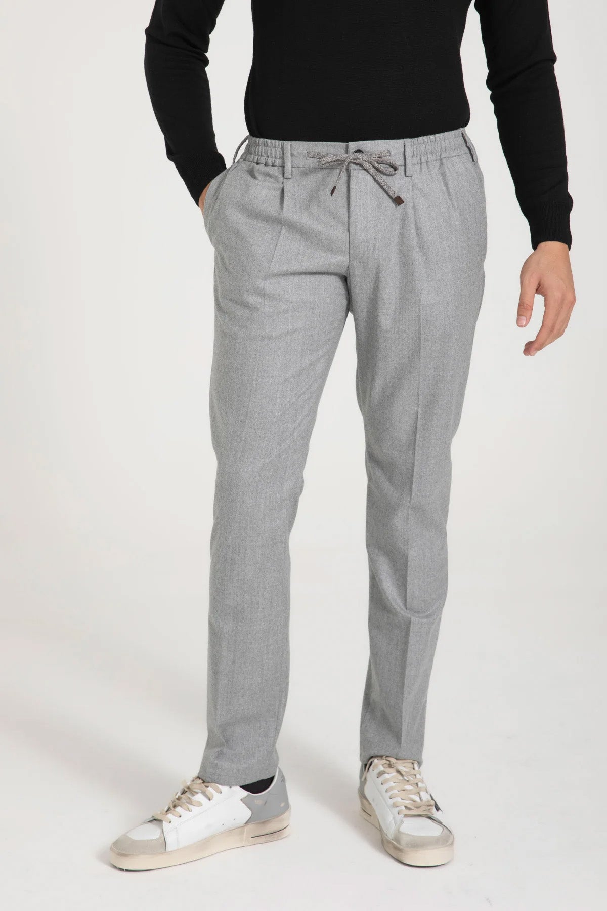 Fradi Beli Lastikli Tek Pile Yandan Cepli Yün Pantolon