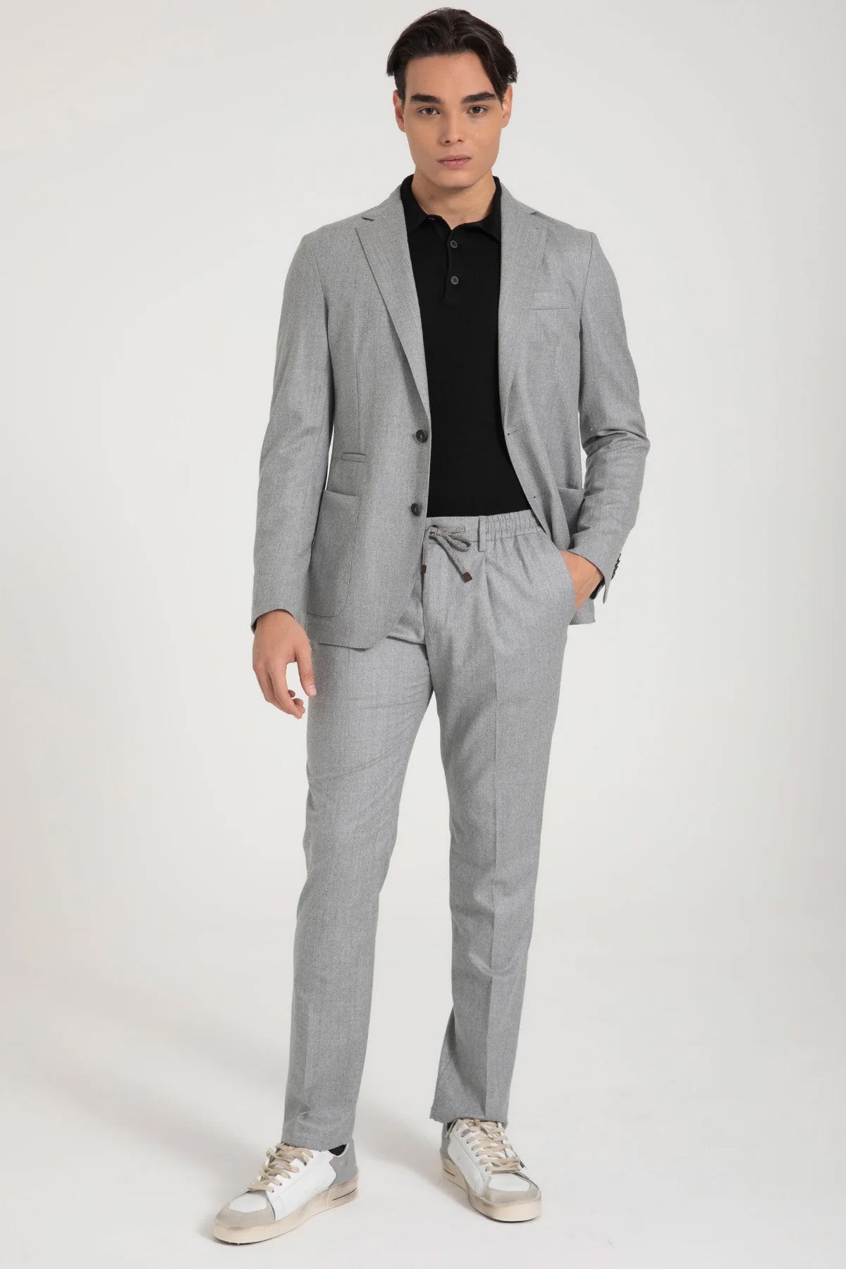 Fradi Beli Lastikli Tek Pile Yandan Cepli Yün Pantolon