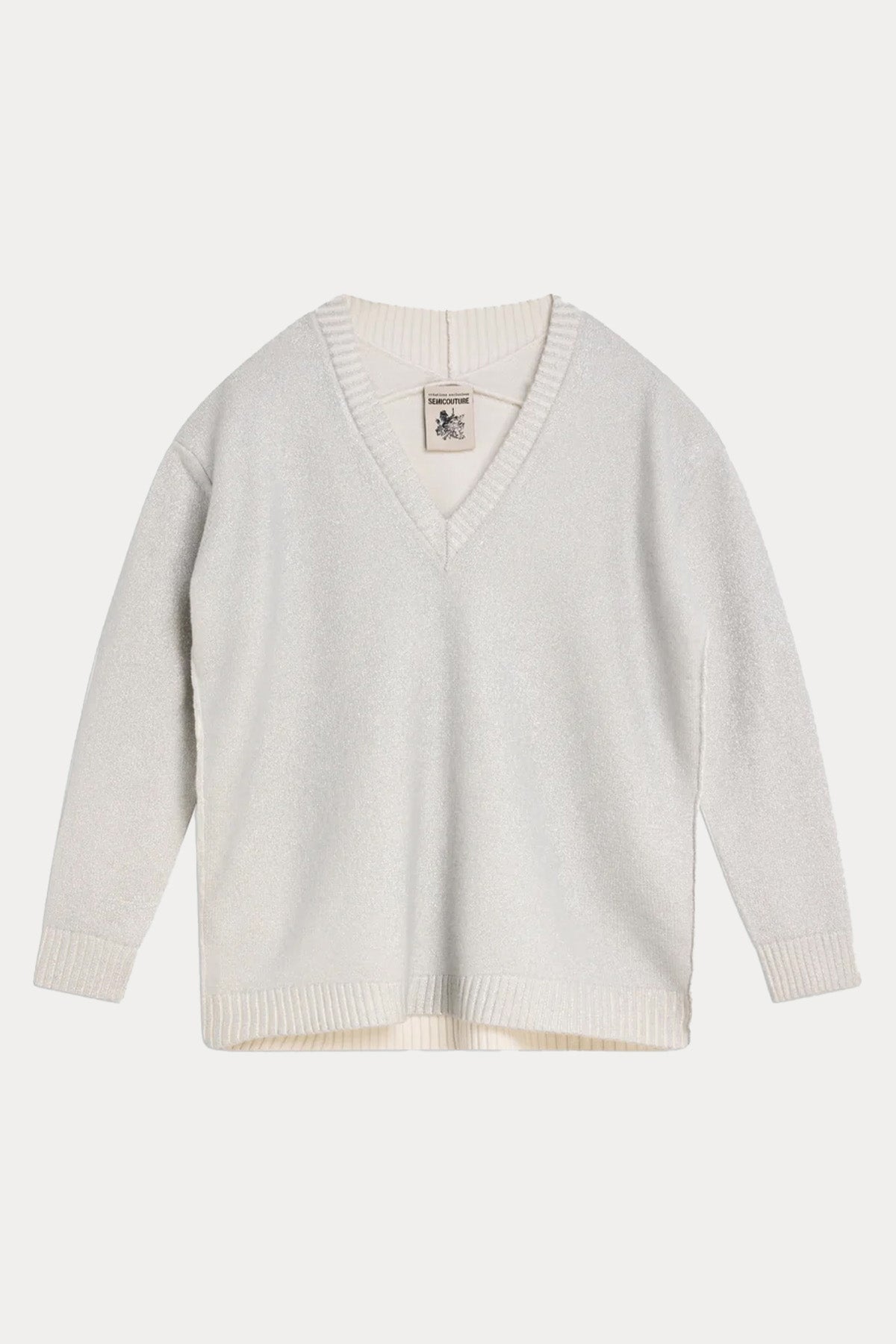 Semicouture Relaxed Fit V Yaka Örgü Yün Triko