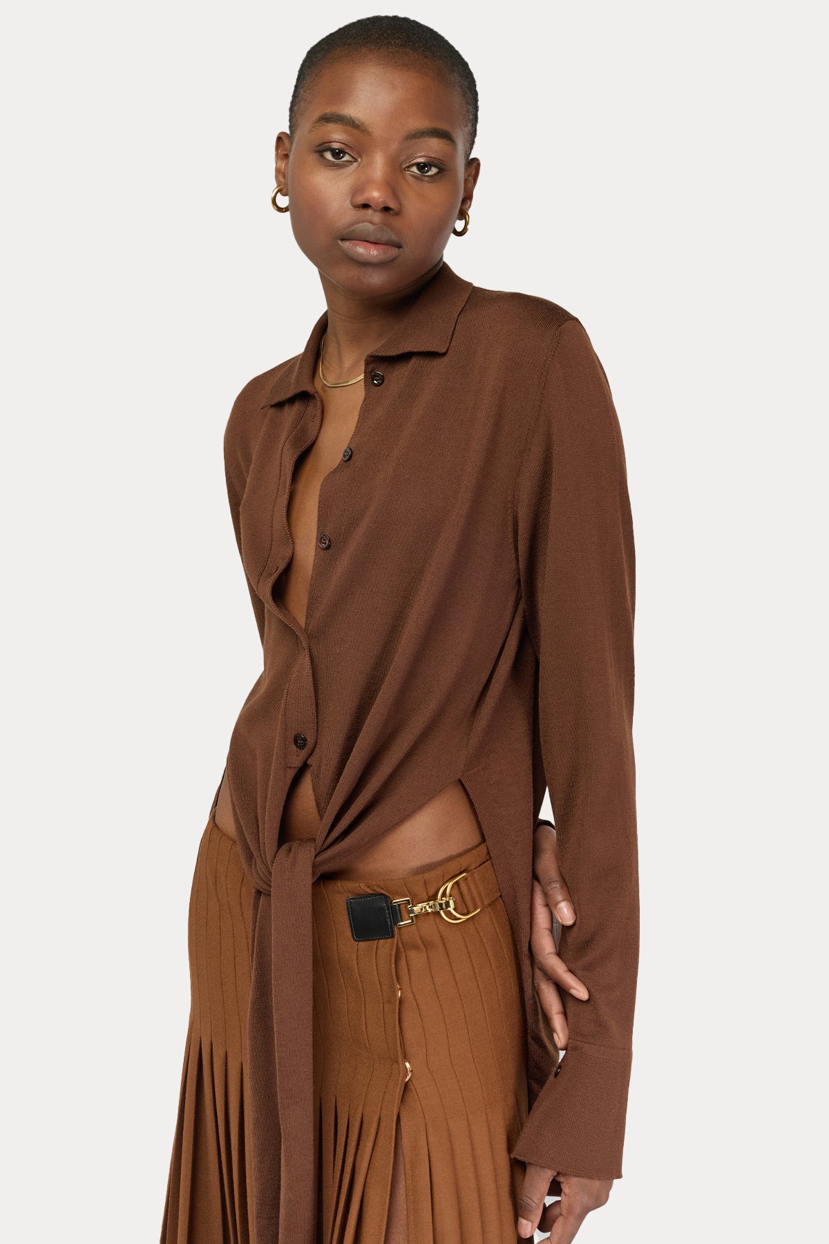 Semicouture Belden Bağlamalı Yün Triko Gömlek