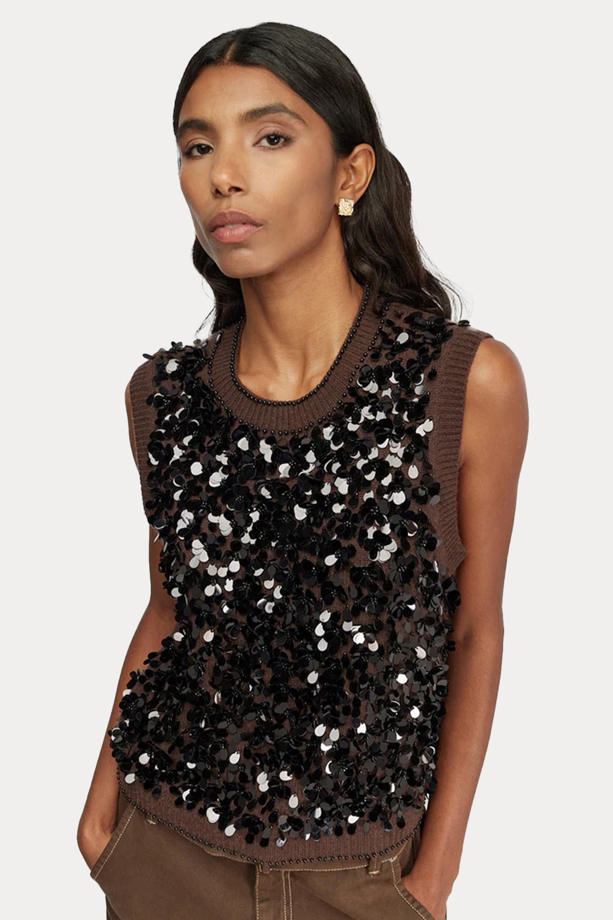 Semicouture Payetli Kaşmir Örgü Yün Triko