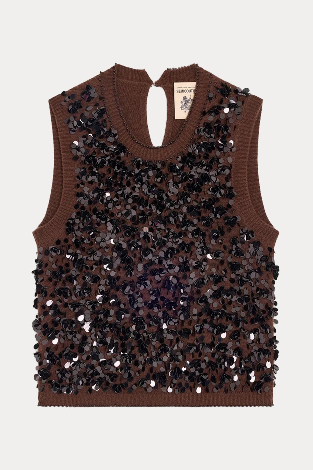 Semicouture Payetli Kaşmir Örgü Yün Triko