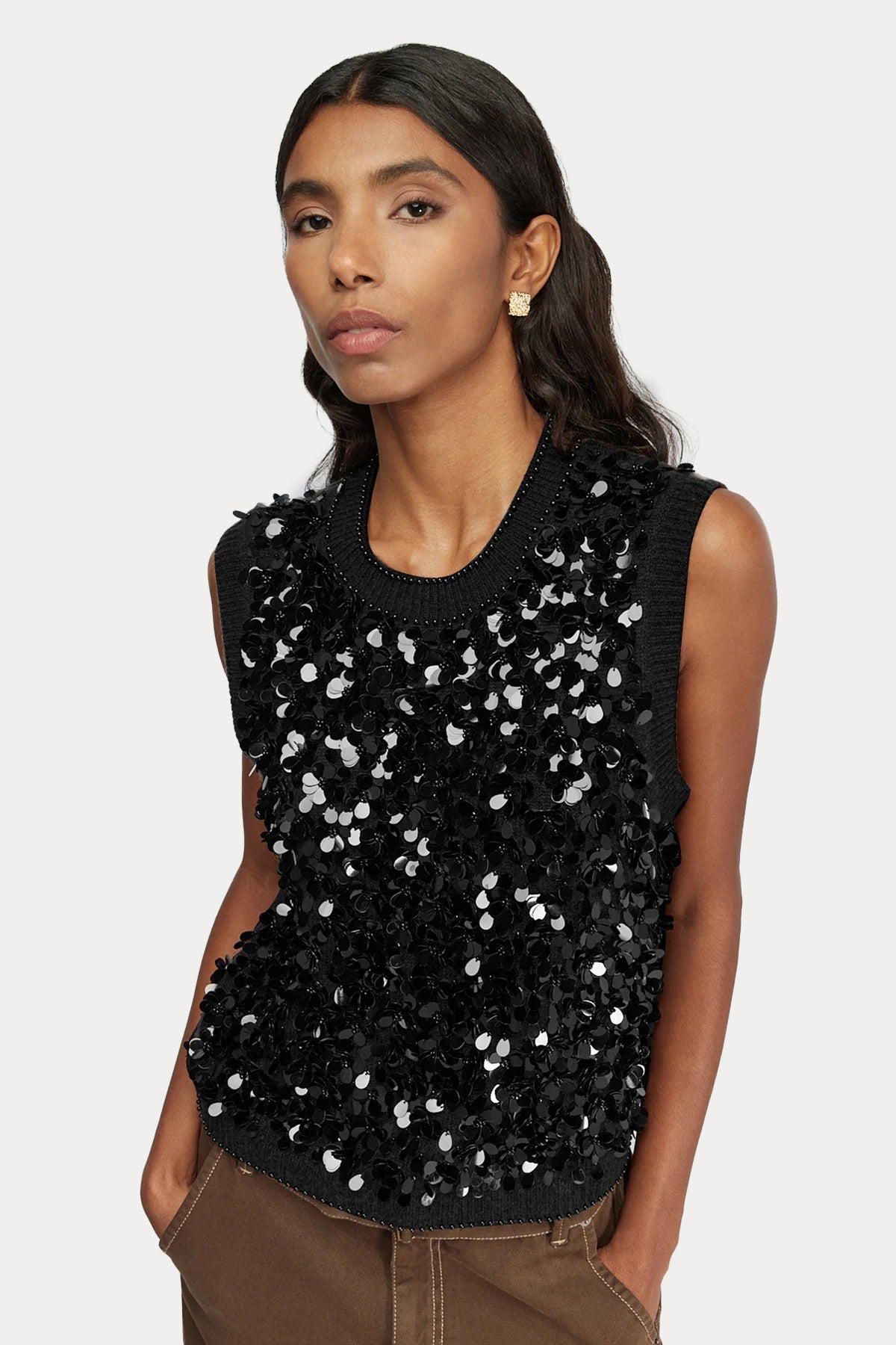 Semicouture Payetli Kaşmir Örgü Yün Triko