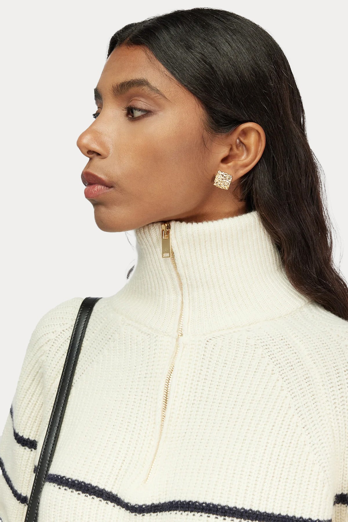 Semicouture Comfort Fit Fermuarlı Dik Yaka Örgü Yün Triko