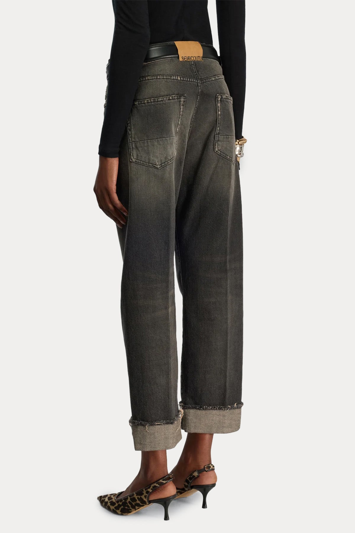 Semicouture Straight Fit Yüksek Bel Yıkamalı Jeans