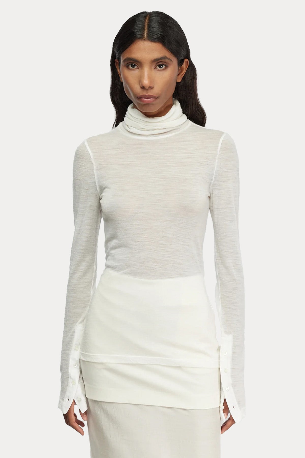 Semicouture Slim Fit Balıkçı Yaka İnce Örgü Yün Triko