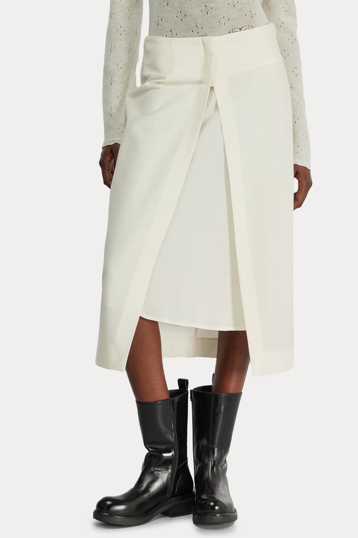 Semicouture Çift Parçalı Yün Midi Etek