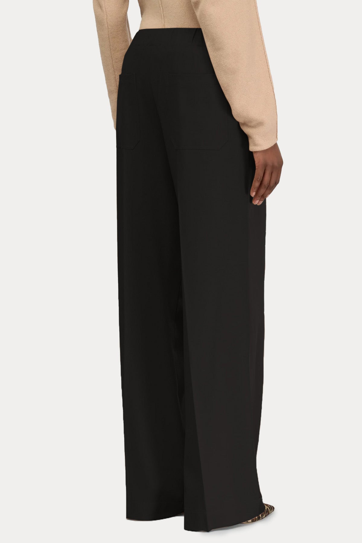 Semicouture Beli Lastikli Saten Dokulu Flanel Pantolon