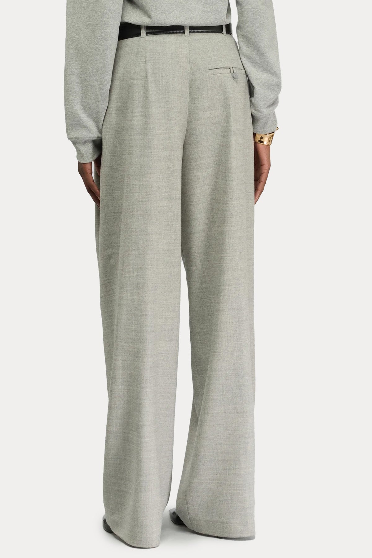 Semicouture Regular Fit Yüksek Bel Tek Pile Flanel Yün Pantolon