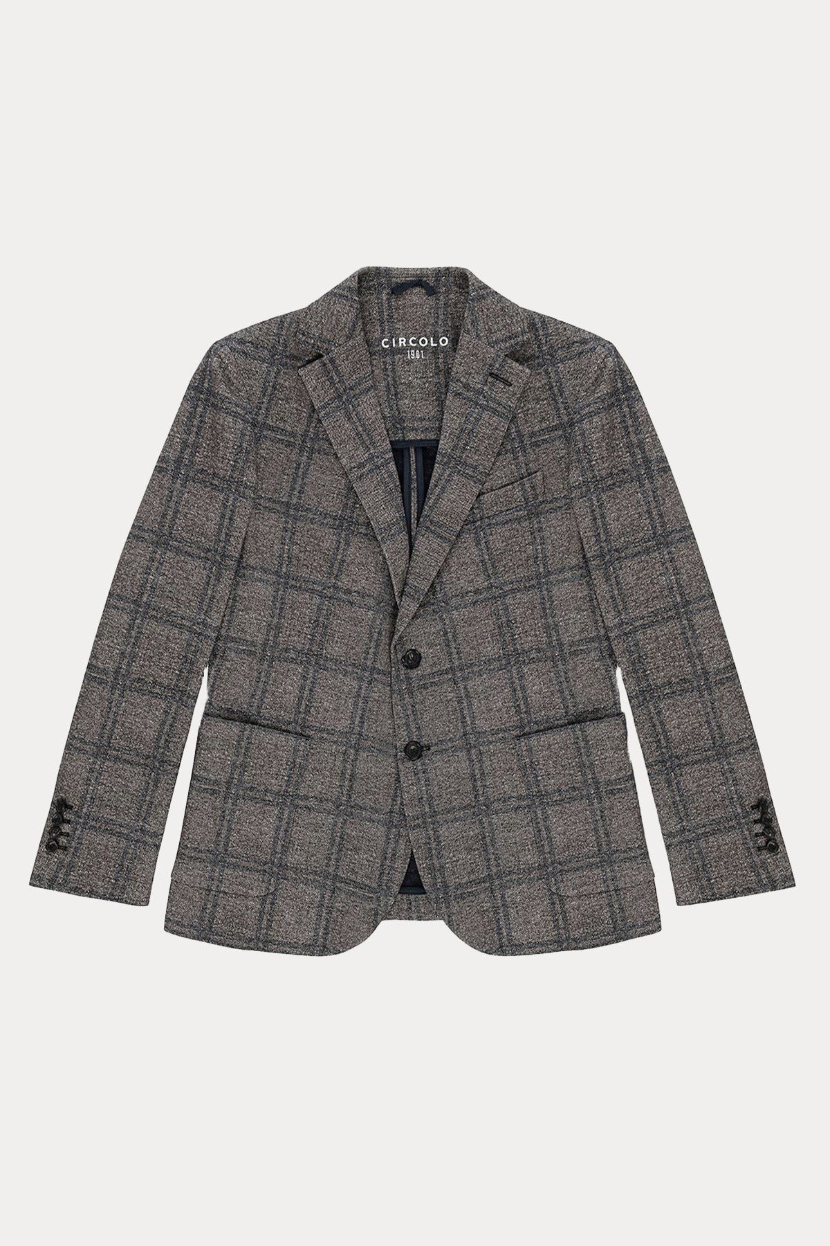 Circolo 1901 Slim Fit Ekose Desenli Blazer Ceket-Ceket-Libas