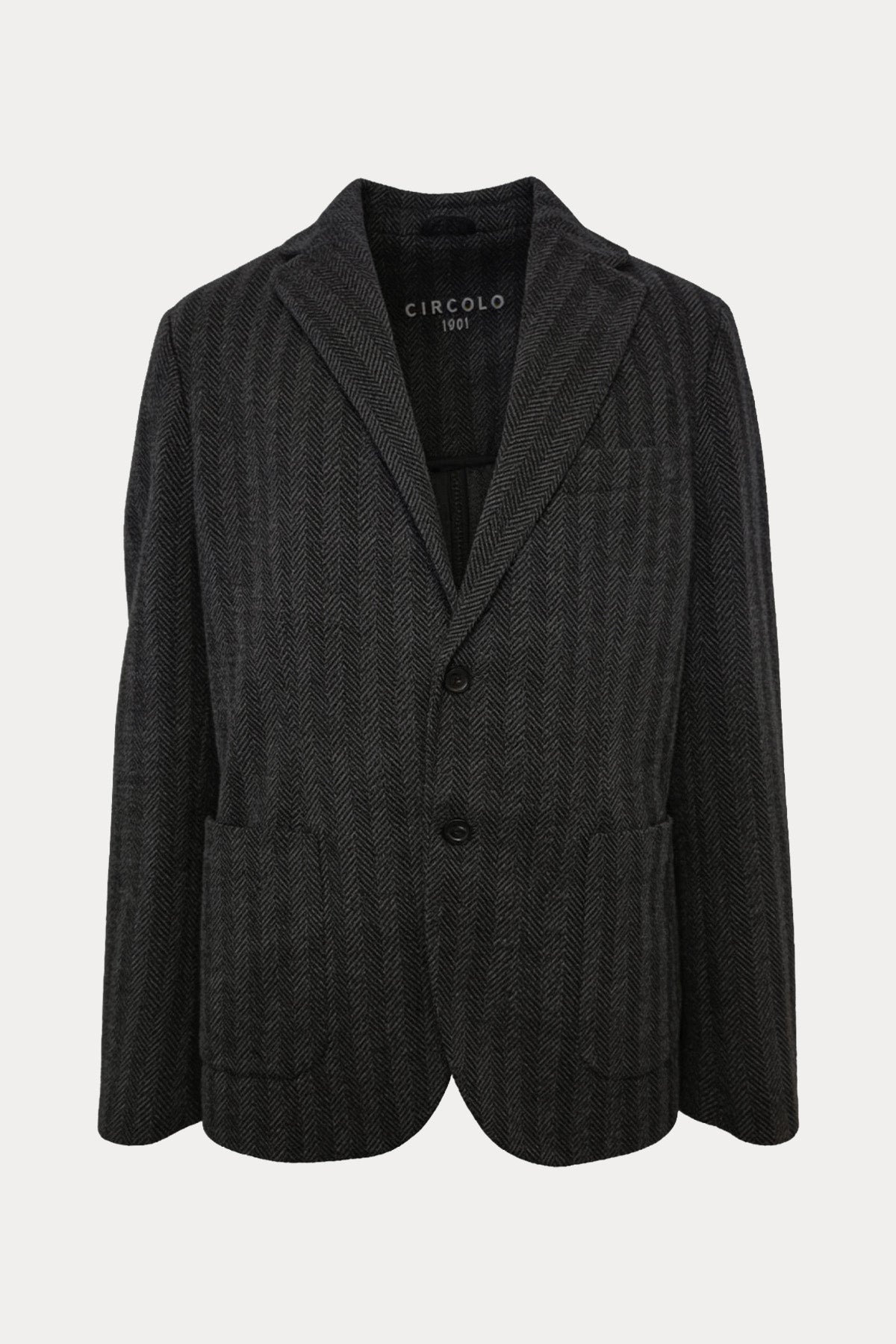 Circolo 1901 Slim Fit Balıksırtı Desenli Yün Blazer Ceket