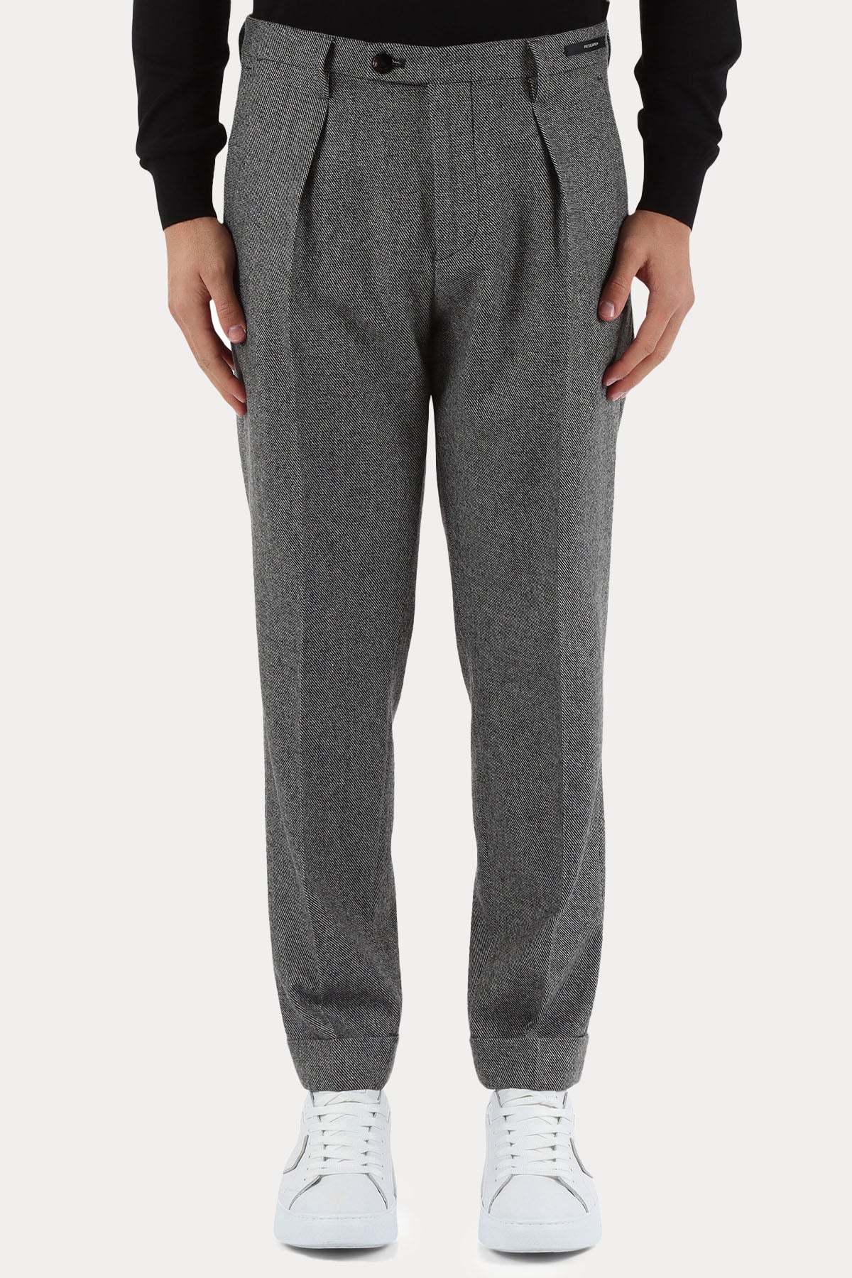 Michael Coal Carrot Fit Balıksırtı Desenli Tek Pile Kaşmir Yün Pantolon