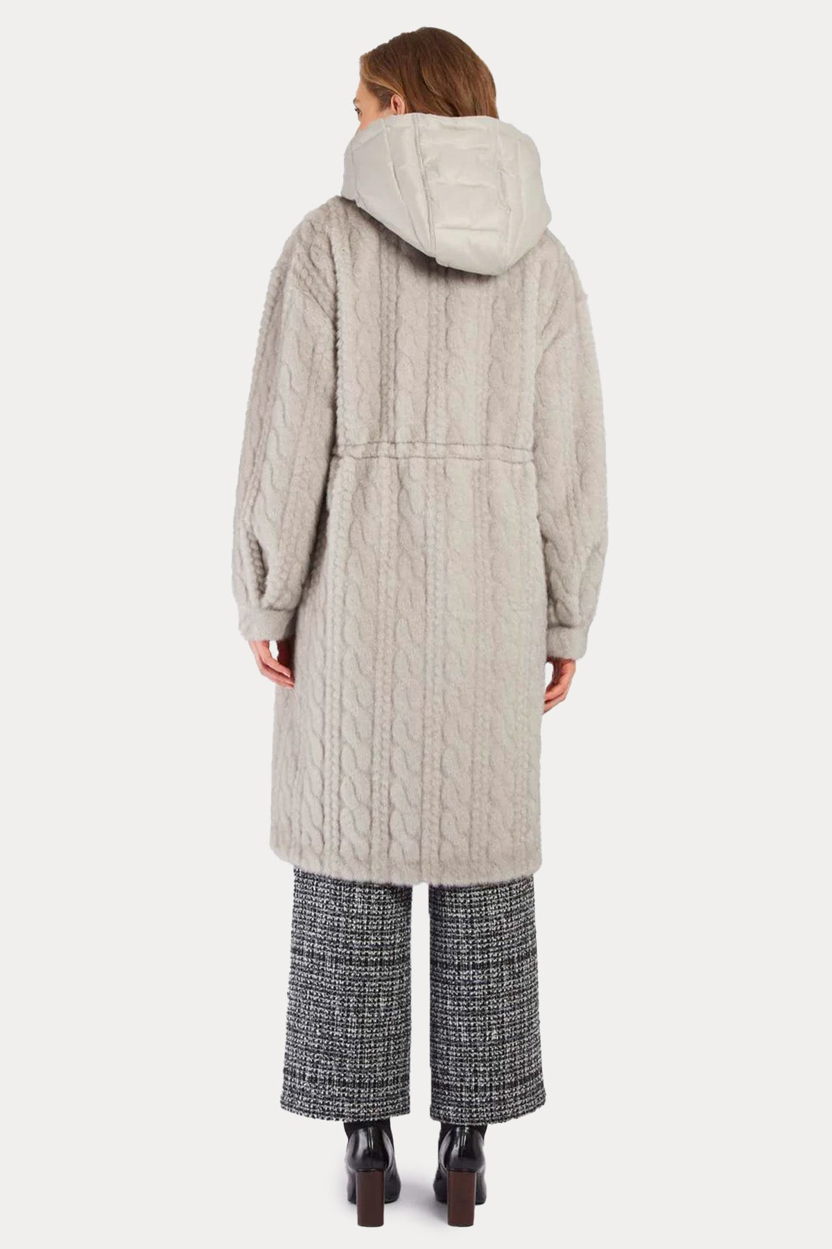 Rene Derhy Demonte İç Parçalı Saç Örgü Kapüşonlu Manto