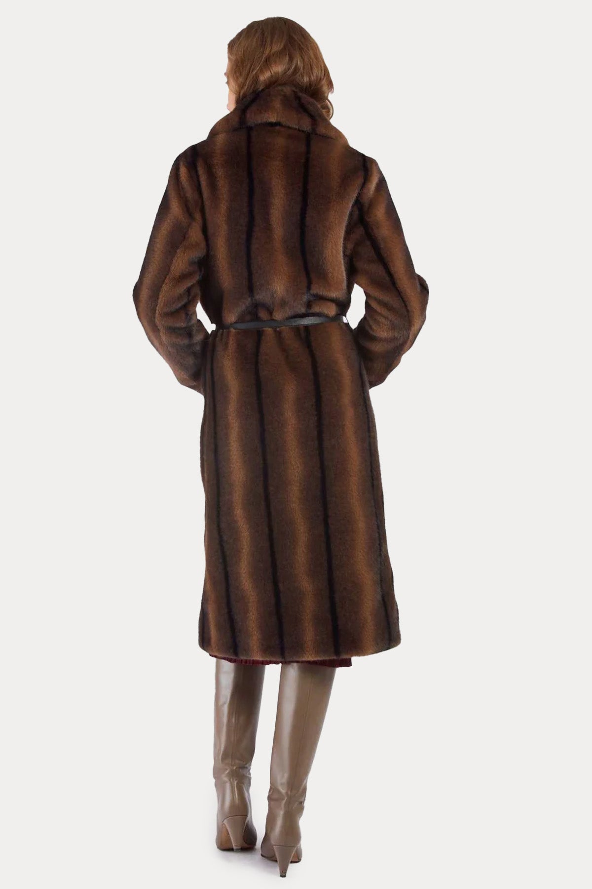 Rene Derhy Regular Fit Degrade Kürklü Kemerli Manto