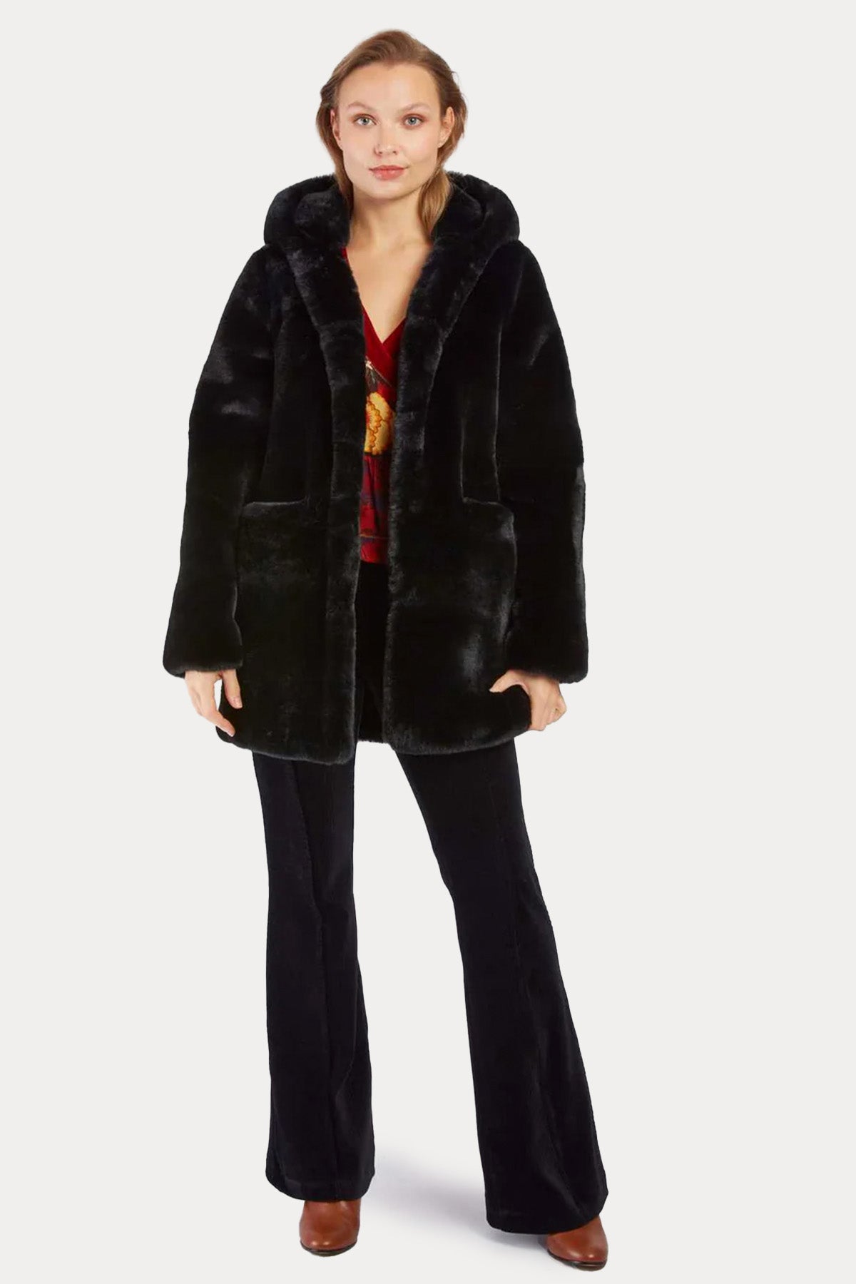 Rene Derhy Relaxed Fit Kapüşonlu Peluş Mont