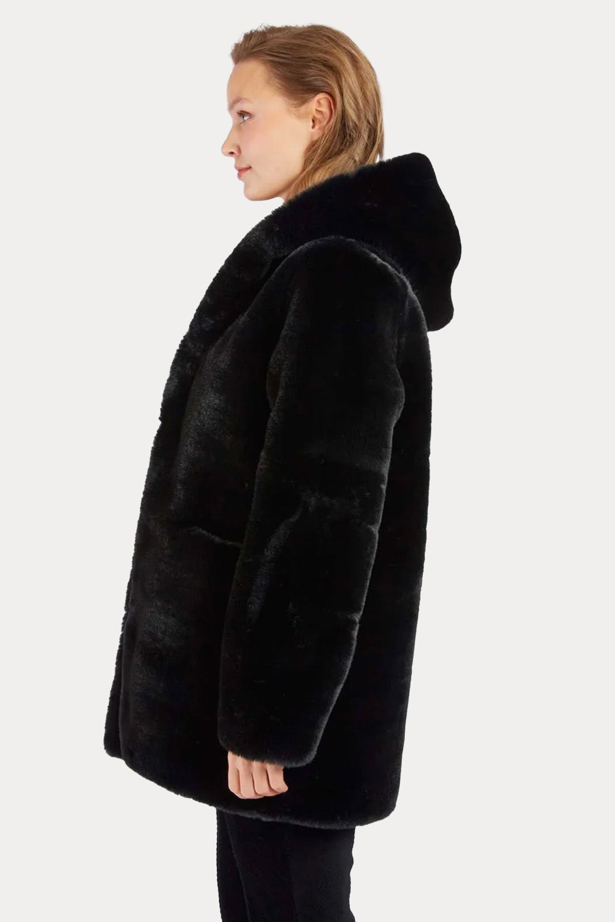 Rene Derhy Relaxed Fit Kapüşonlu Peluş Mont